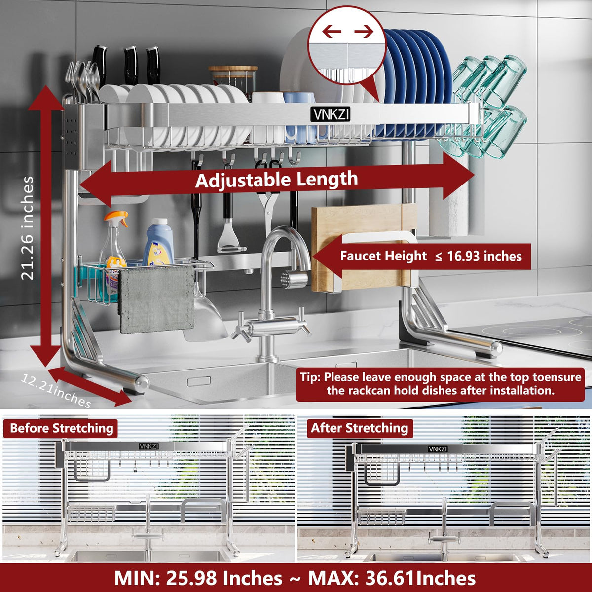 Over Sink Dish Drying Rack