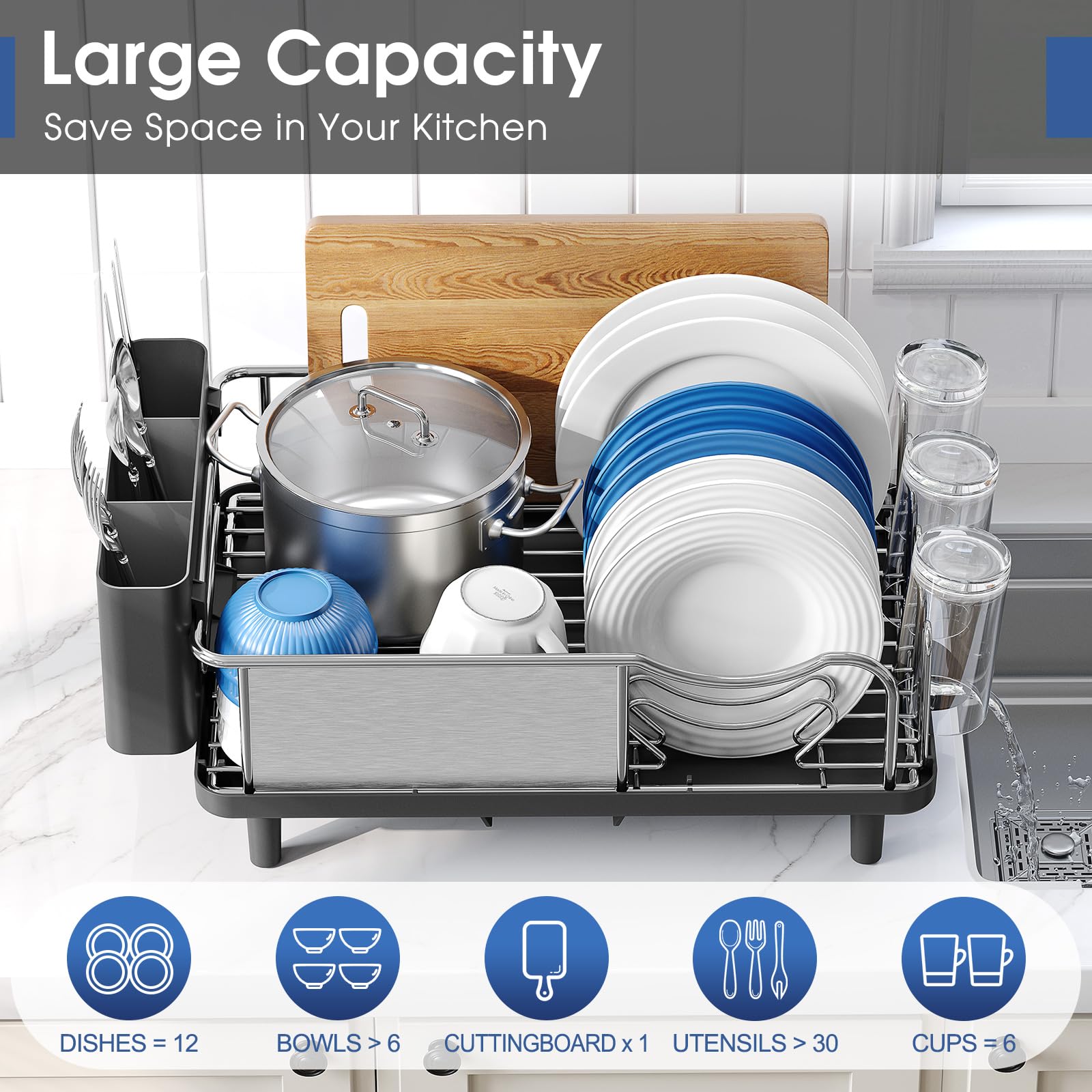 Stainless Steel Dish Drying Rack for Kitchen Counter