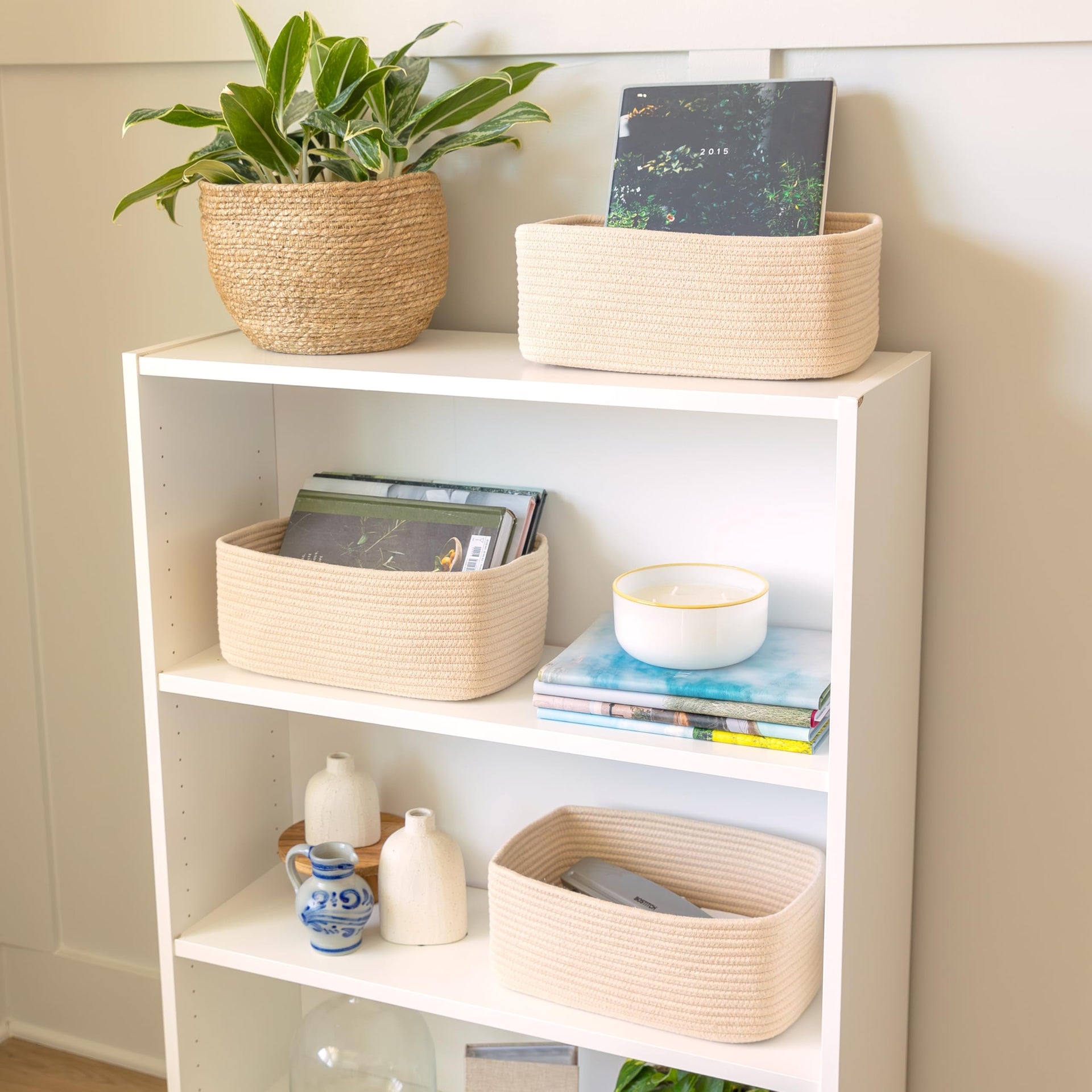 13.5”x8.5”x5.5” Storage Baskets for Shelves 3 Pack (3 Count)