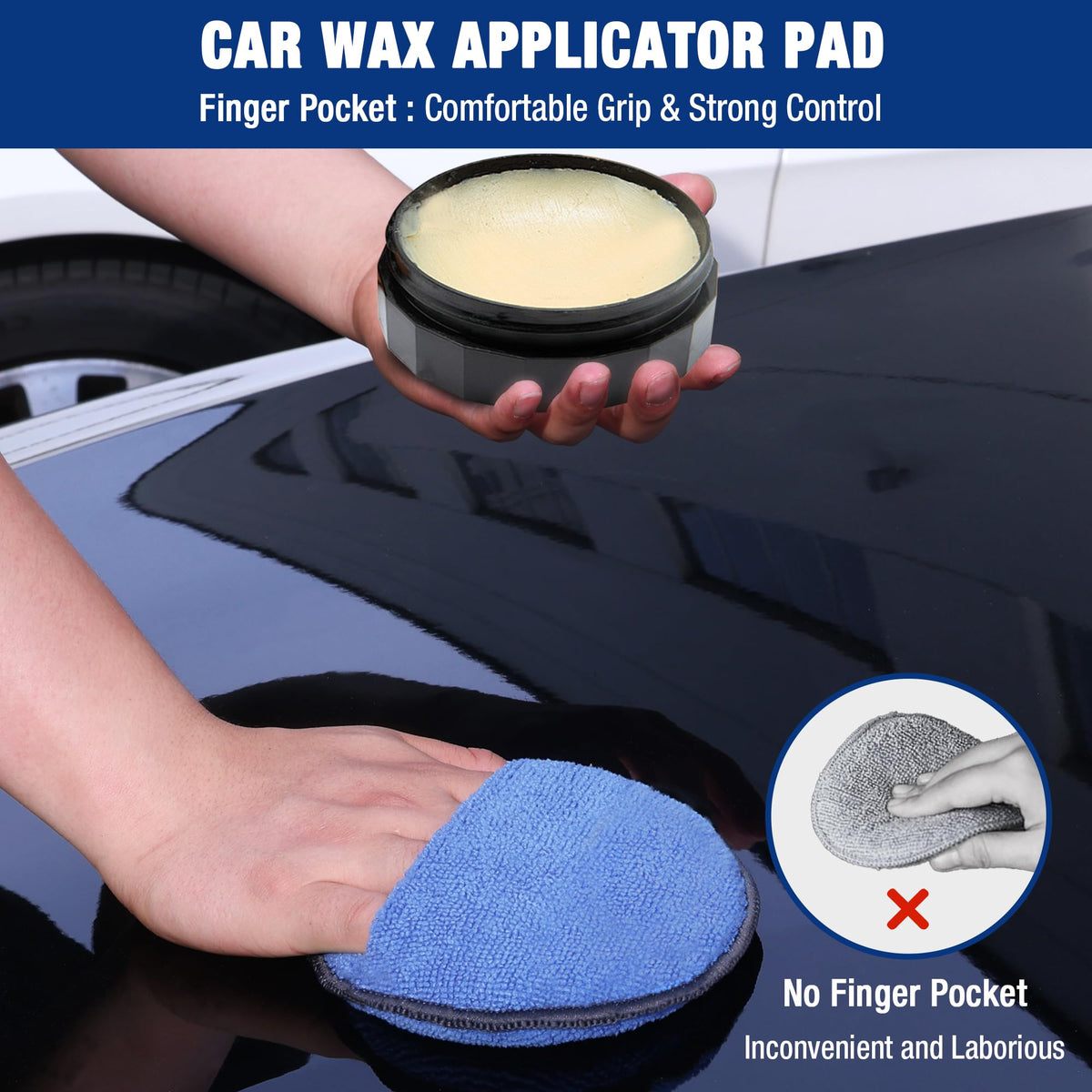 12 Pack Car Wax Applicator Pads with Finger Pocket (12 Count)