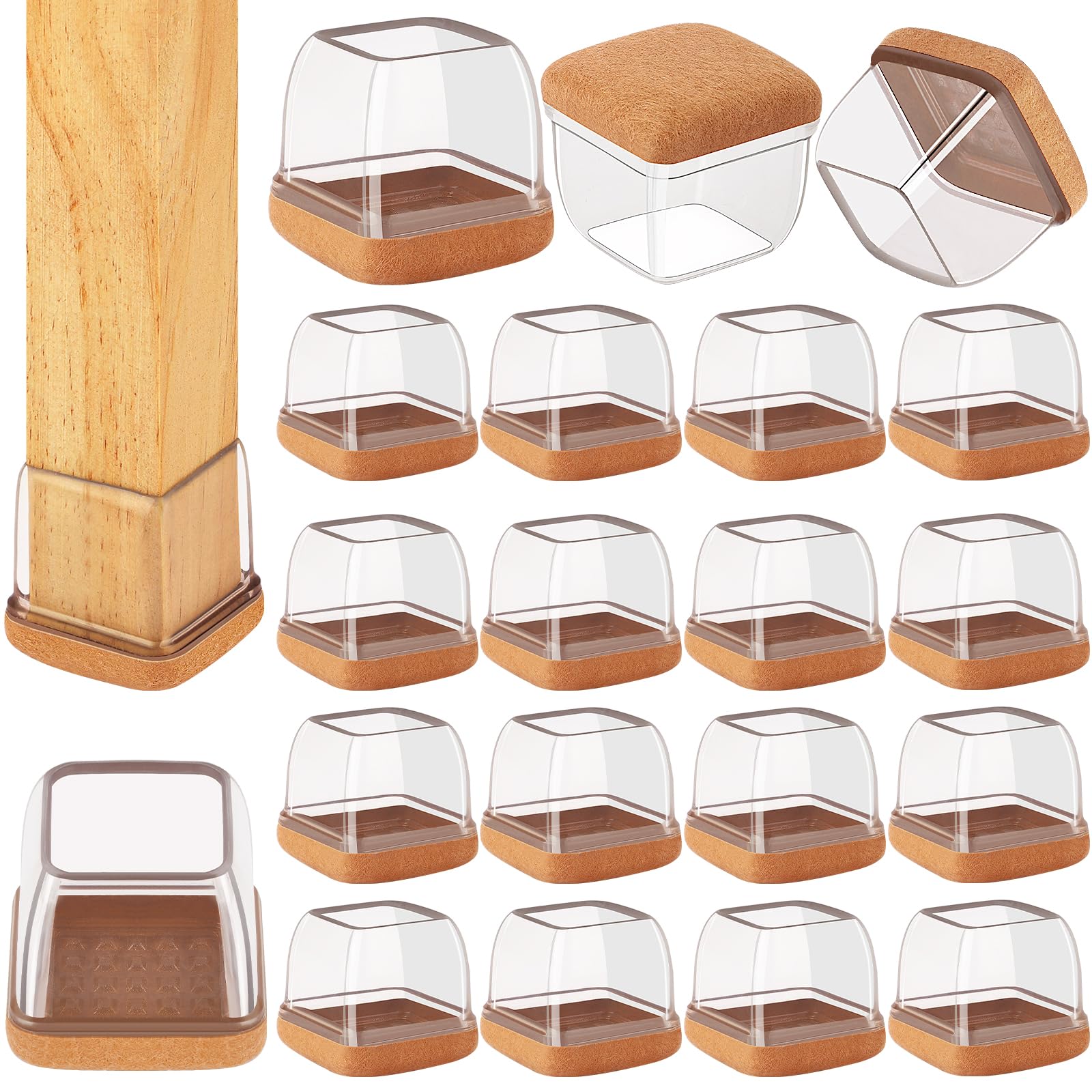 32 Pcs Square Silicone Chair Leg Floor Protectors (32 Count)