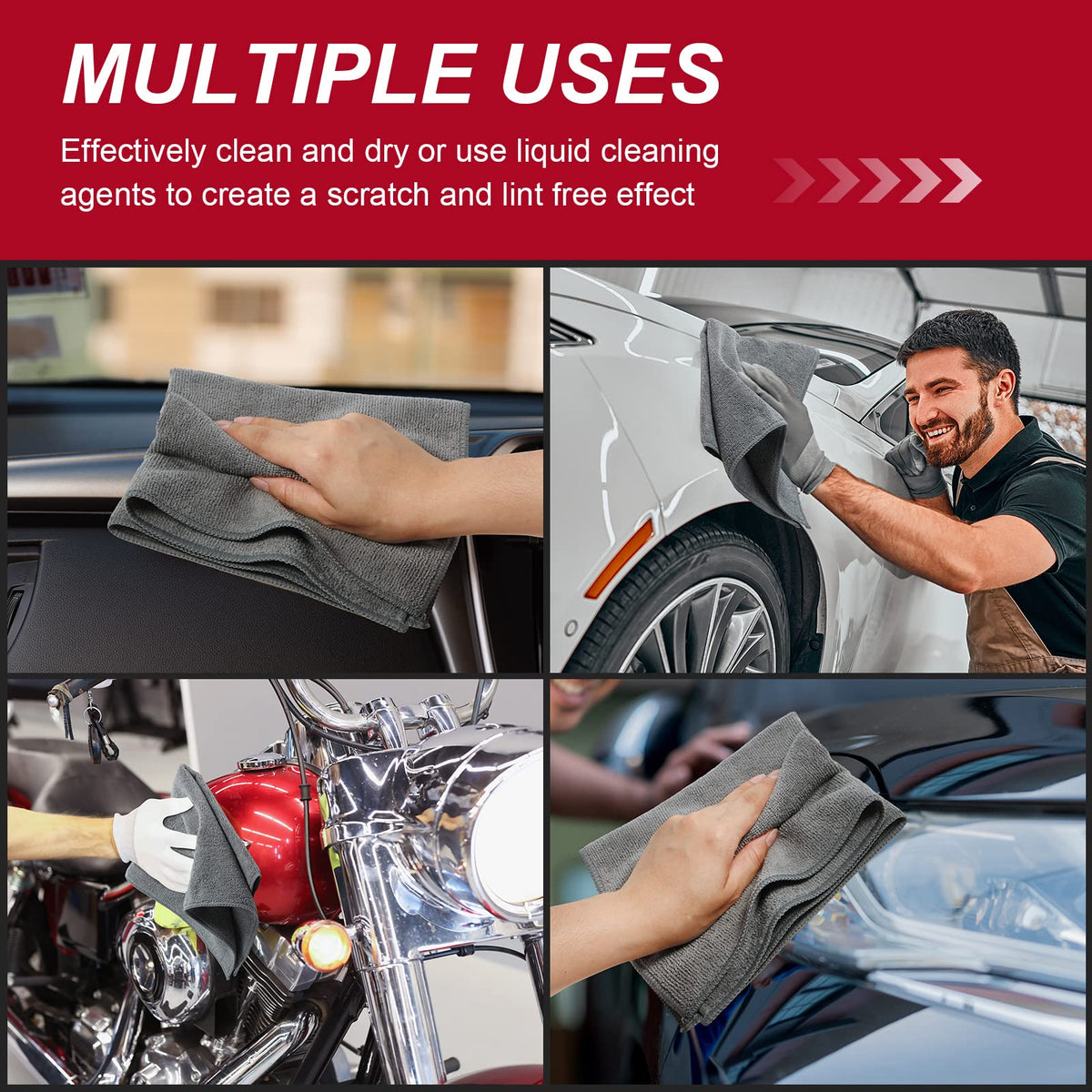 300 Pcs Microfiber Cleaning Cloth 16x16 Inch Microfiber Towels for Car Ultra Absorbent Cleaning Rags Reusable Lint Free Streak Free Detailing Towel for Car Washing Drying Dusting (300 Count)