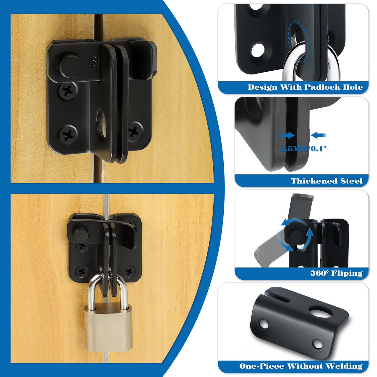 Black Flip Latch Door Latch Heavy Duty Gate Latch Barn Door Lock