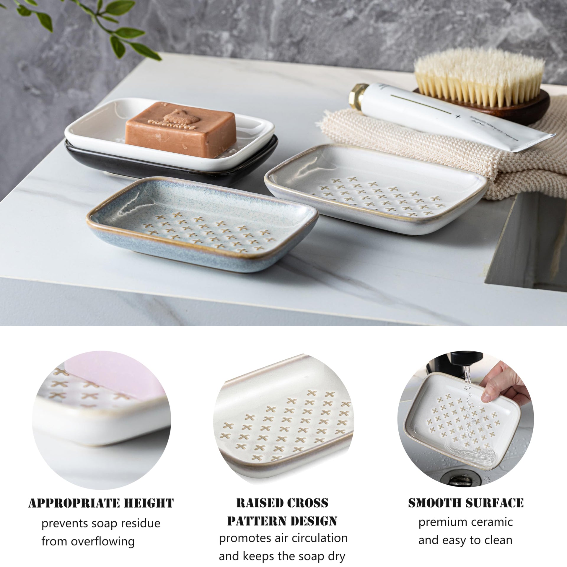 Ceramic Soap Dish for Bar Soap