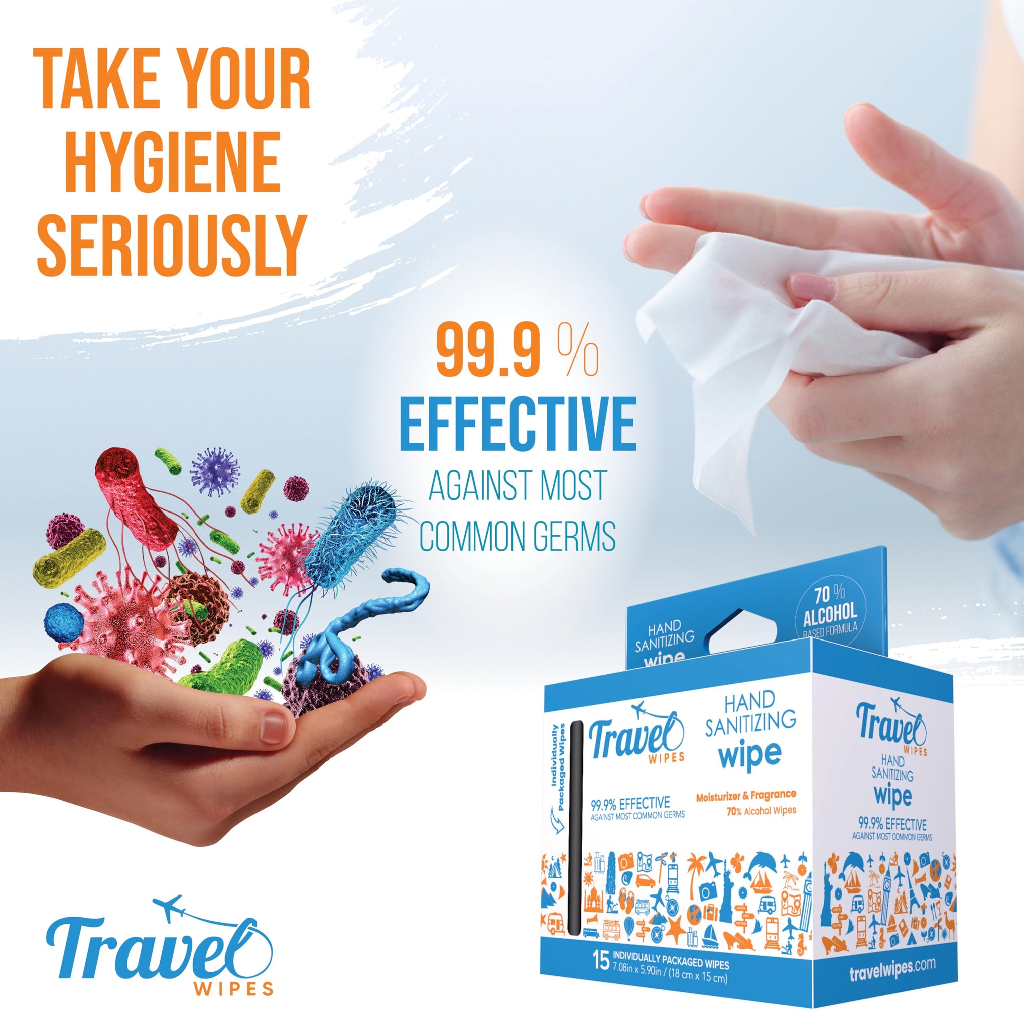 Hand Sanitizing Travel Wipes (15 Count)