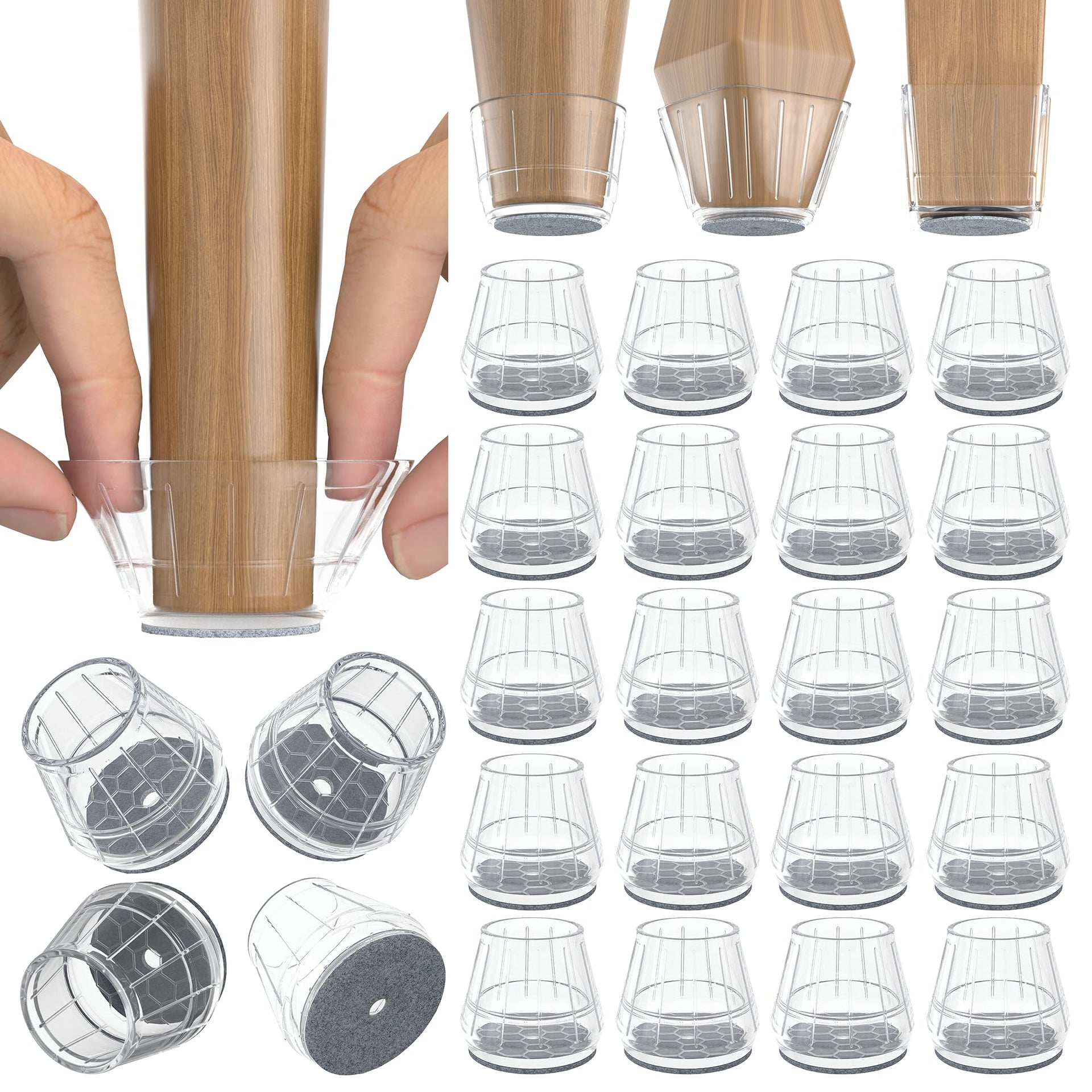 24PCS Silicone Chair Leg Floor Protectors for Hardwood Floors (24 Count)