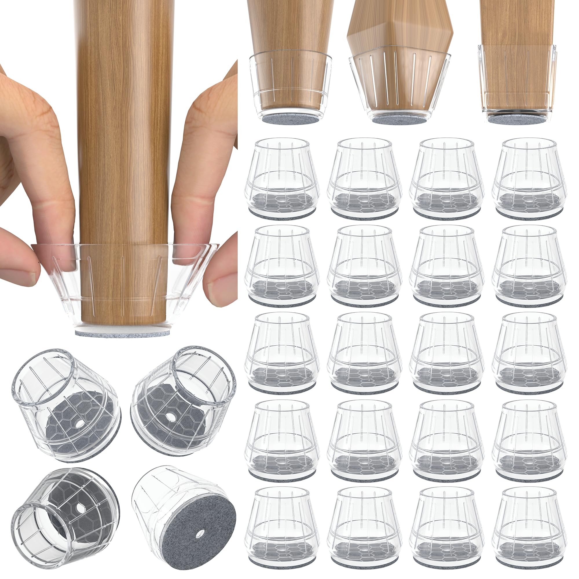 24PCS Silicone Chair Leg Floor Protectors for Hardwood Floors (24 Count)