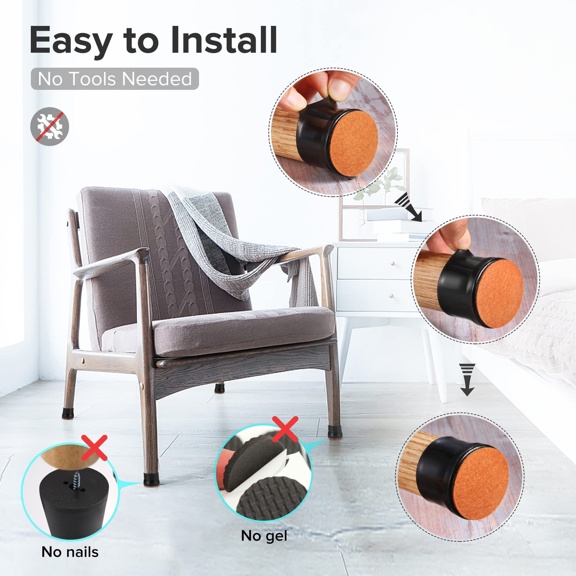24PCS Upgraded Silicone Chair Leg Floor Protectors for Hardwood Floors (24 Count)