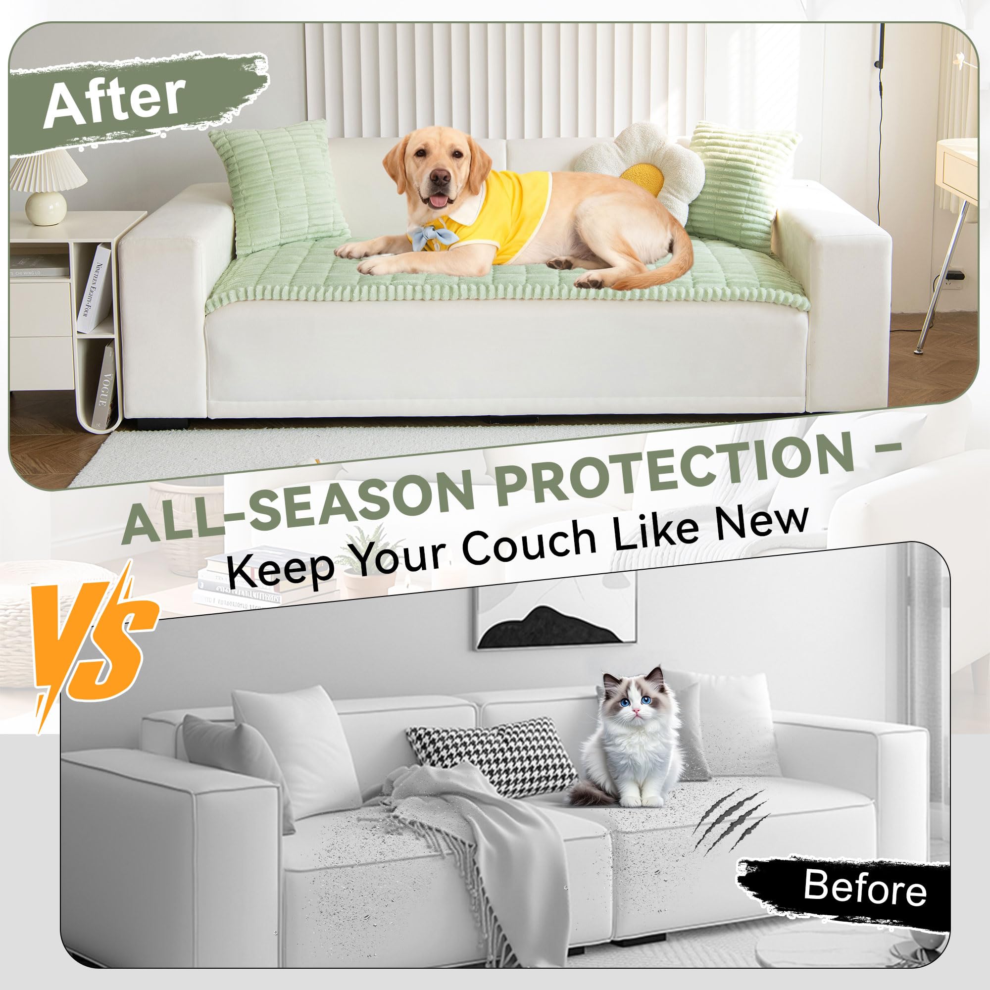 Dog Couch Covers for 3 Cushion Washable Non Slip Plush Pet Friendly Bed Mat Sofa Cover for Dogs