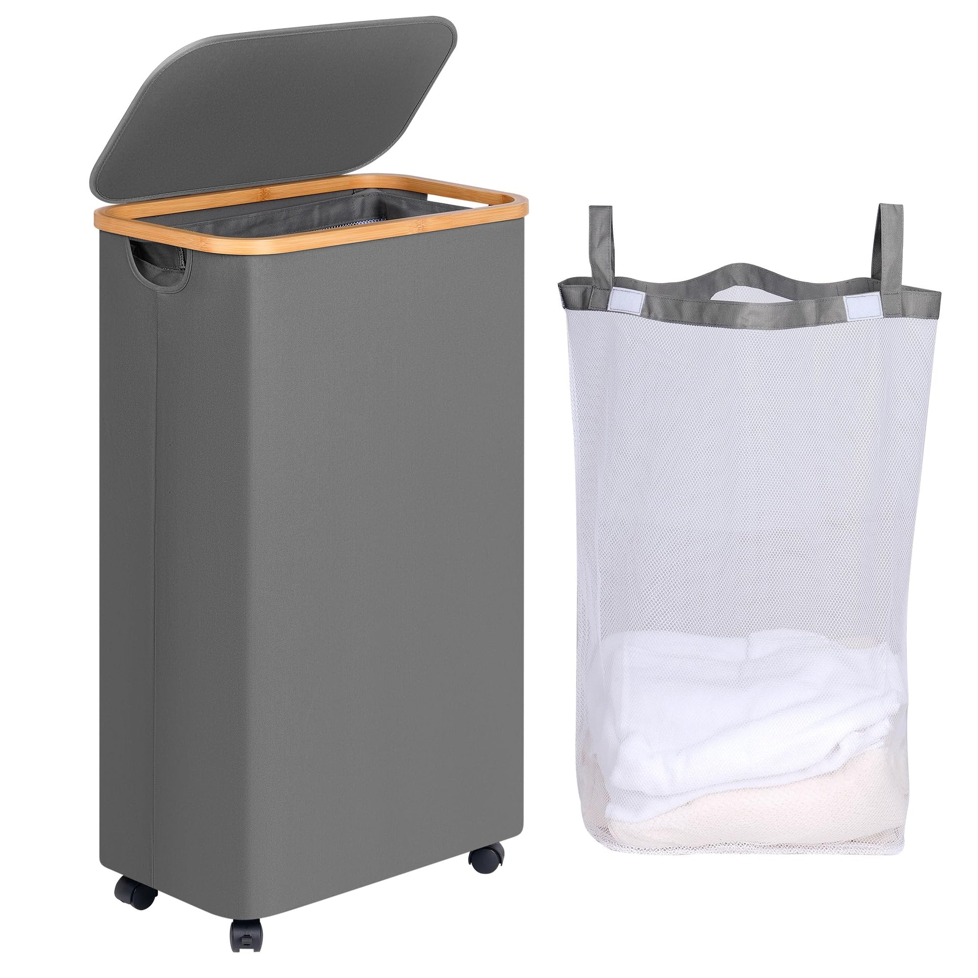 Slim Laundry Basket with Wheels
