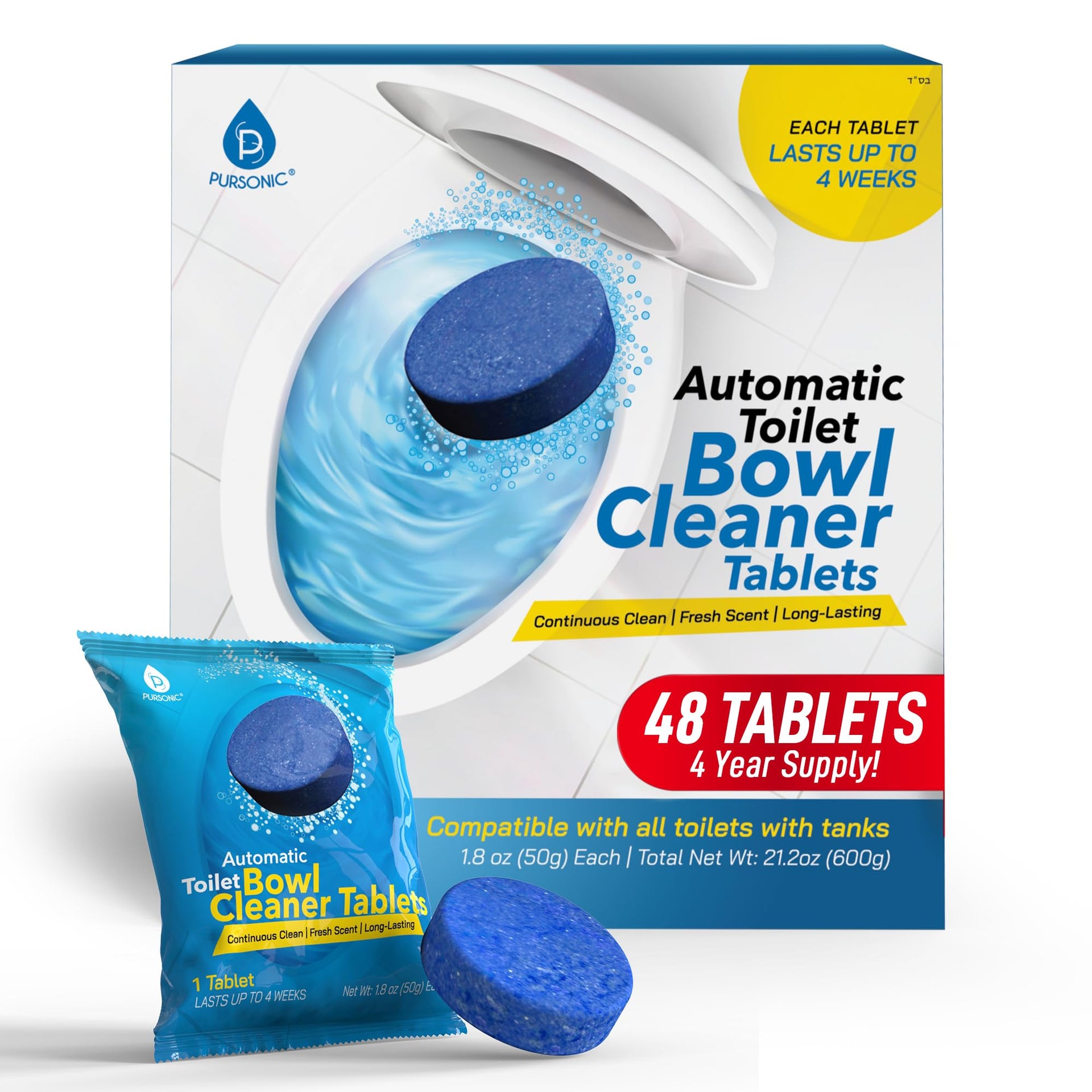 Automatic Toilet Bowl Cleaner 48 Tablets 4 Year Supply