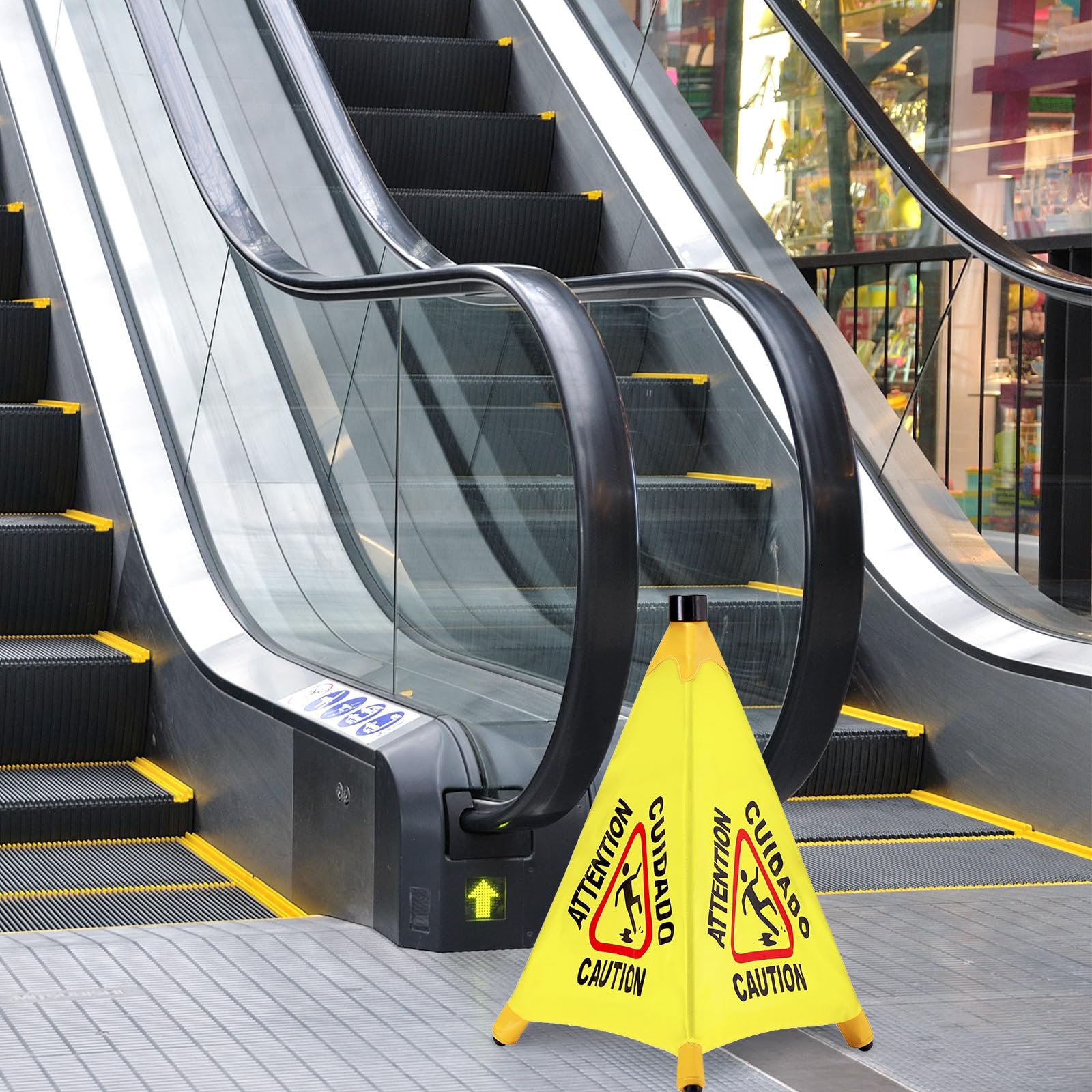 6 Pcs Pop up Wet Floor Sign with Storage Tube 20 Inch Wet Safety Signs Commercial Caution Safety Cone Pop up Caution Sign for Commercial Stores Grocery Restaurant Restroom Office Use (6 Count)
