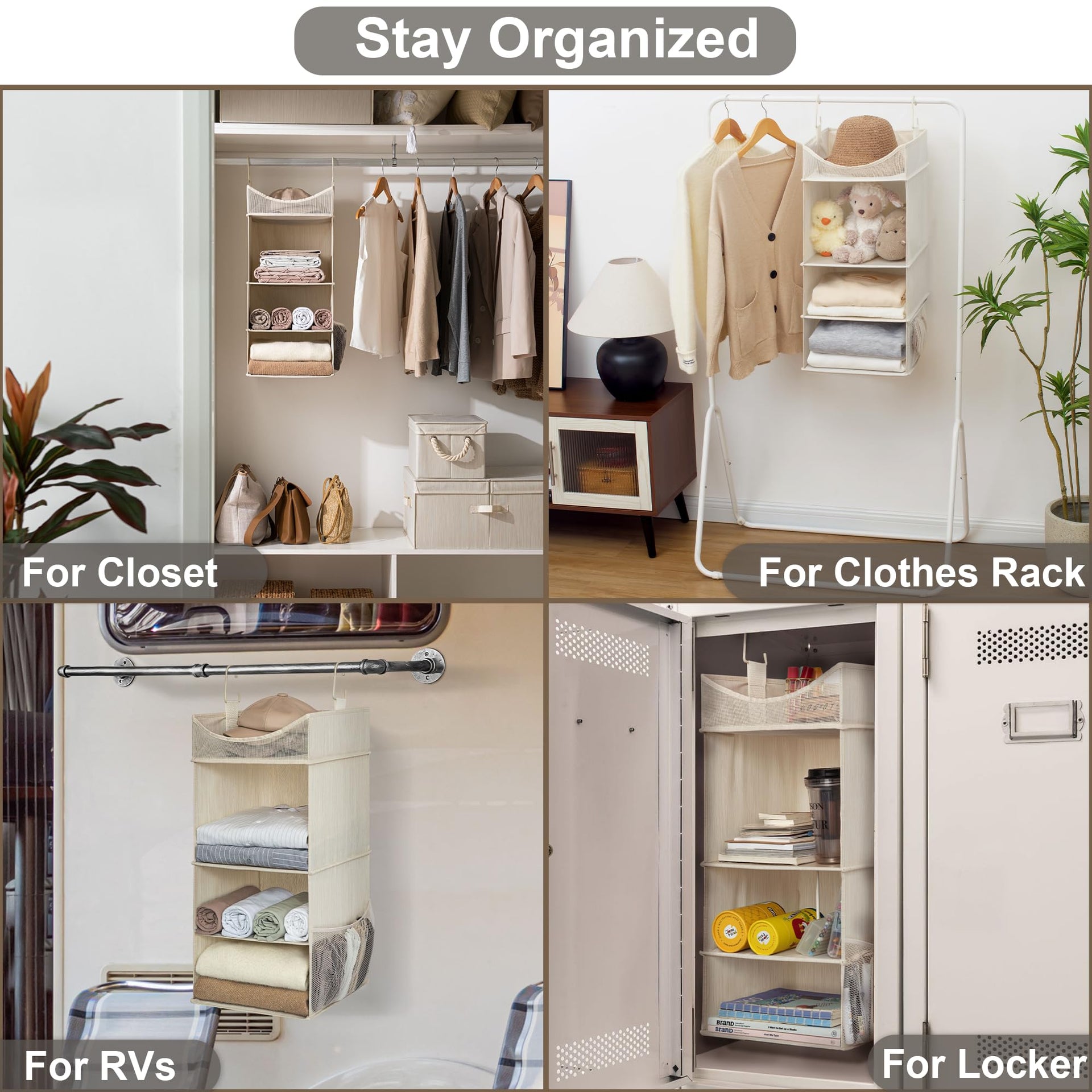 3 Shelf Hanging Closet Organizer