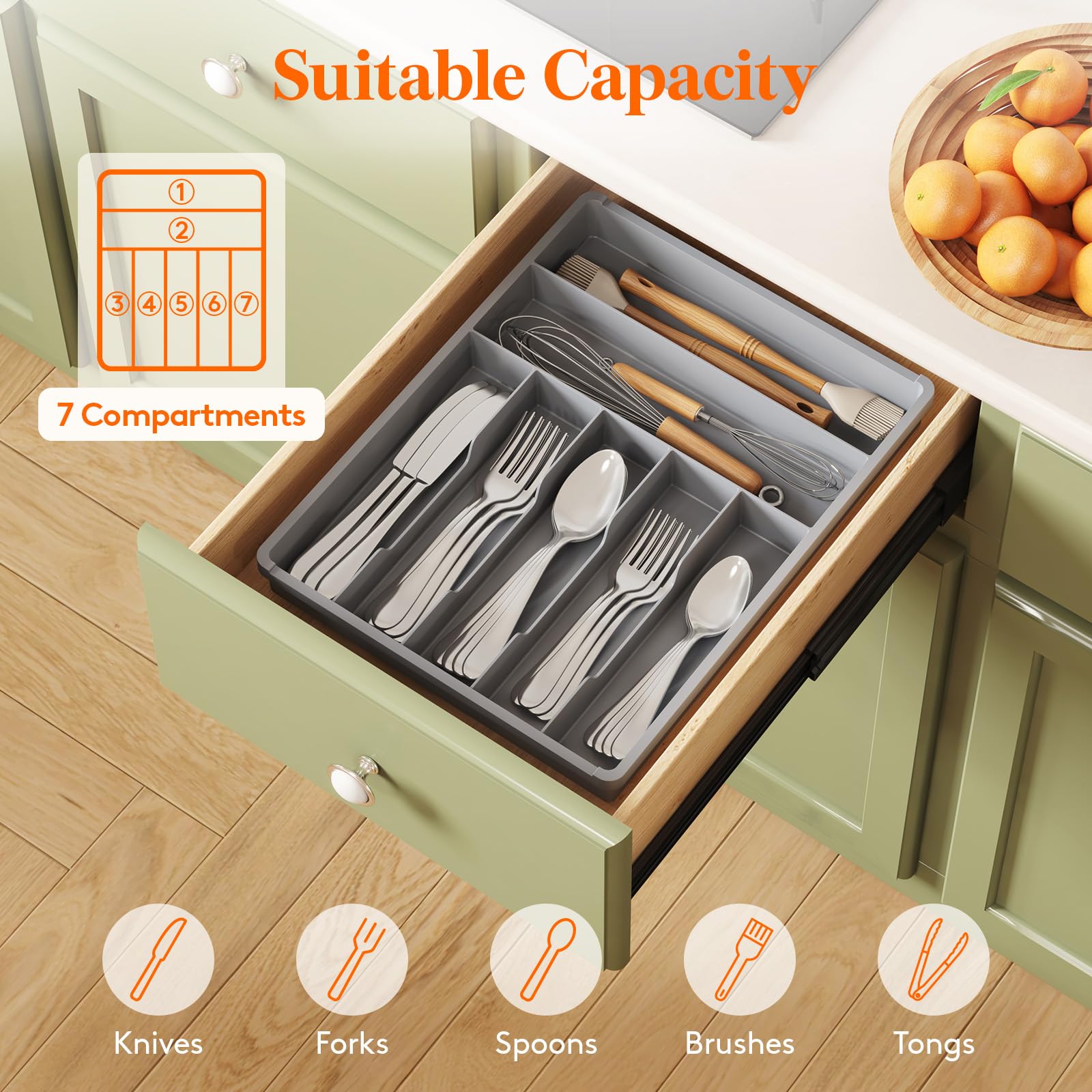 Silverware Drawer Organizer Tray