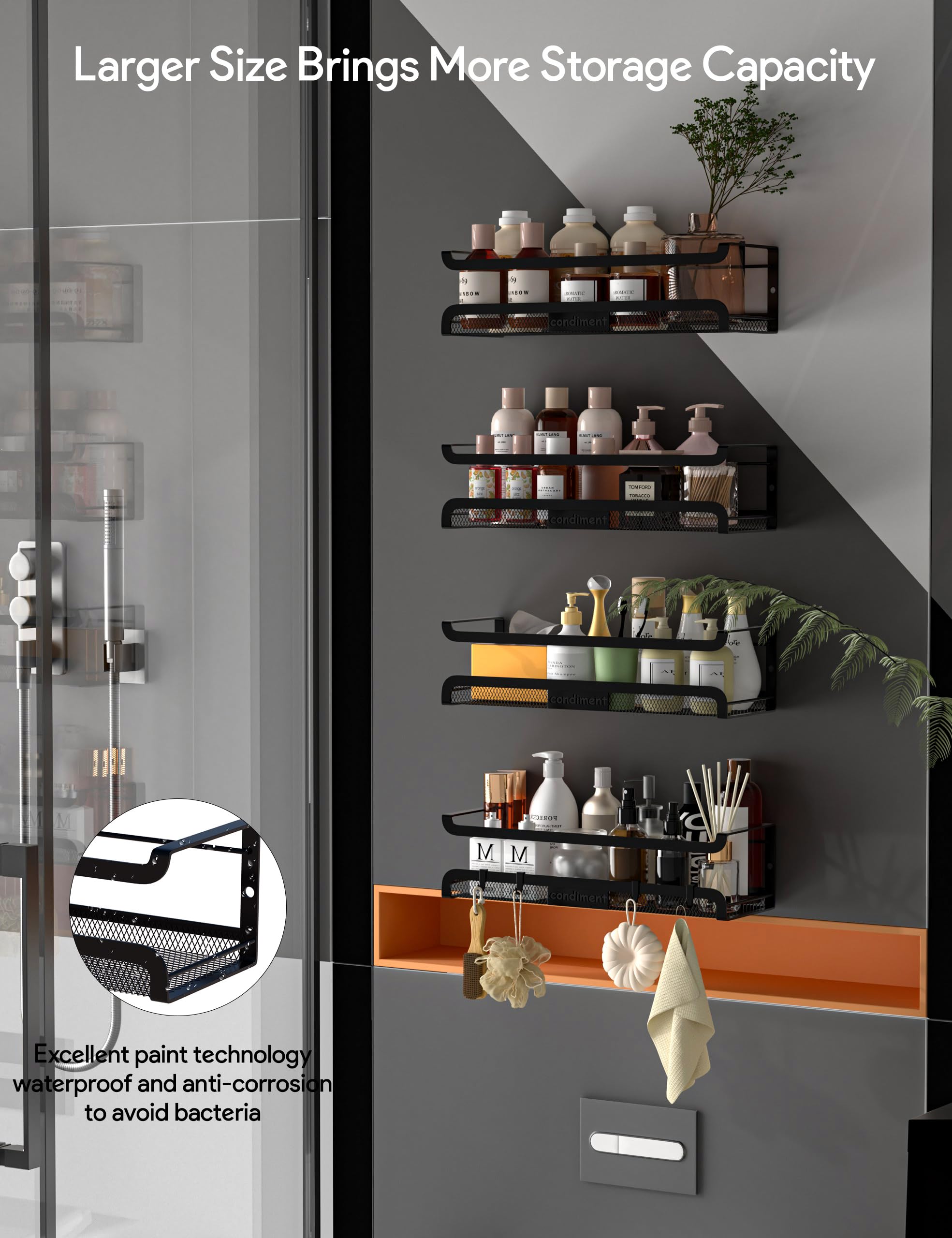 Spice Rack Wall Mount with Hooks (2 Count)