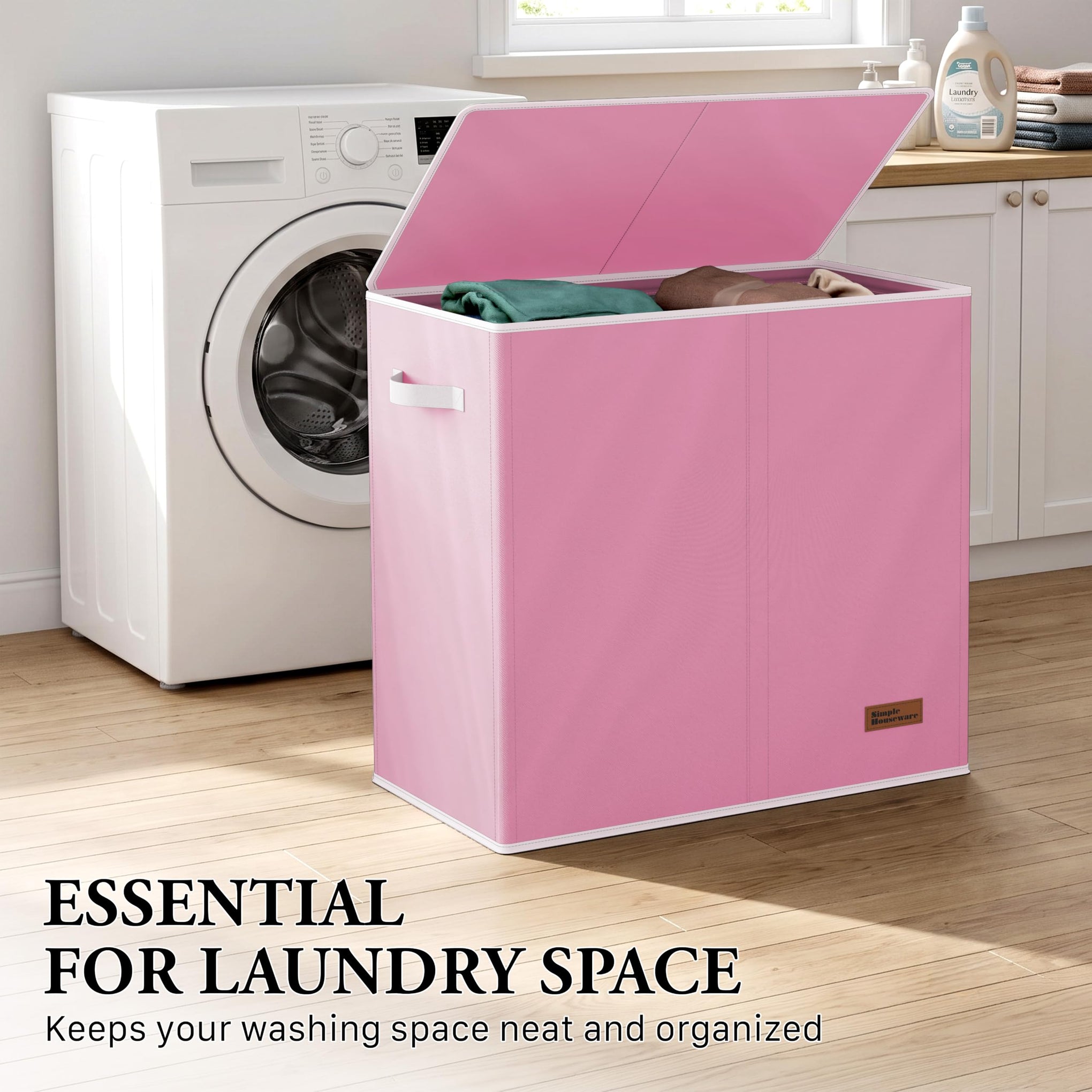 Double Laundry Hamper with Lid & Removable Bags