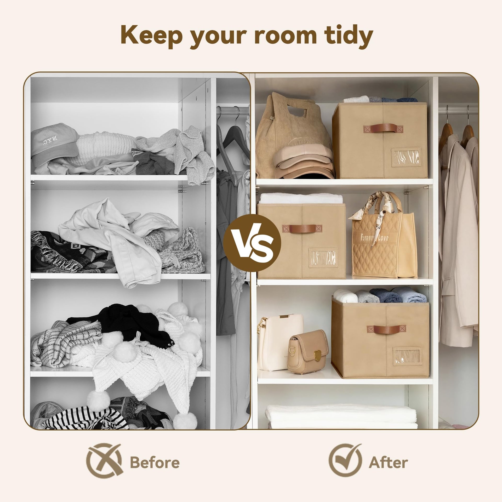 Closet Storage Bins with Label (3 Count)