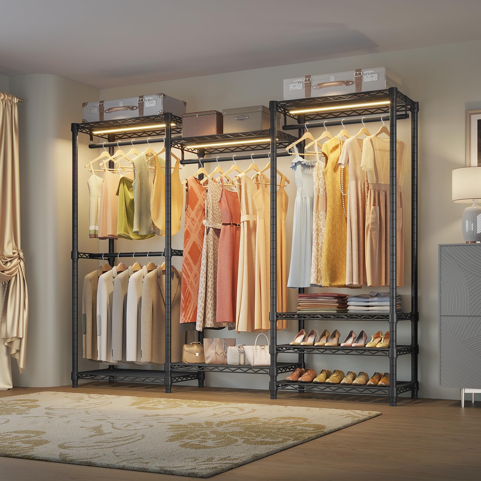 V5L Garment Rack Heavy Duty with Dimmable LED Light
