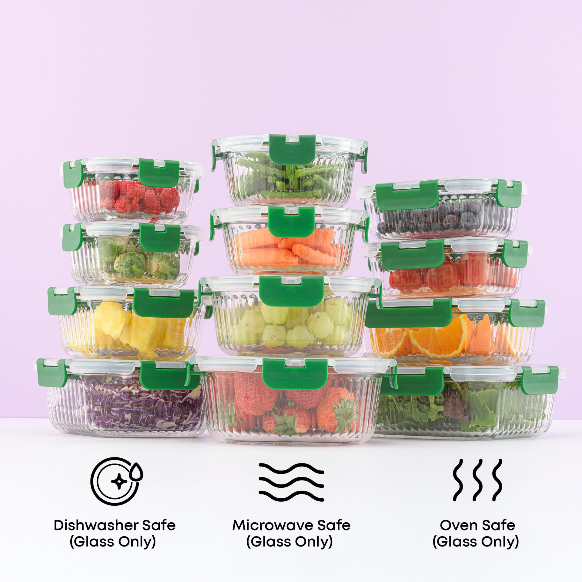 24pc Borosilicate Glass Storage Containers with Lids (24 Count)