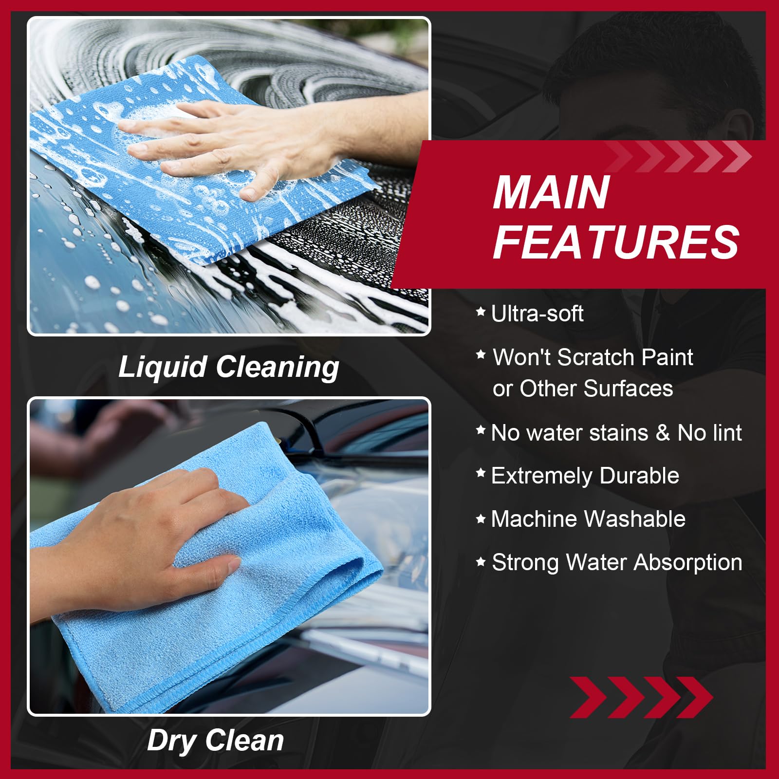 200 Pcs Microfiber Cleaning Cloth 16x16 Inch Microfiber Towels for Car Ultra Absorbent Cleaning Rags Reusable Lint Free Streak Free Detailing Towel for Car Washing Drying Dusting (200 Count)