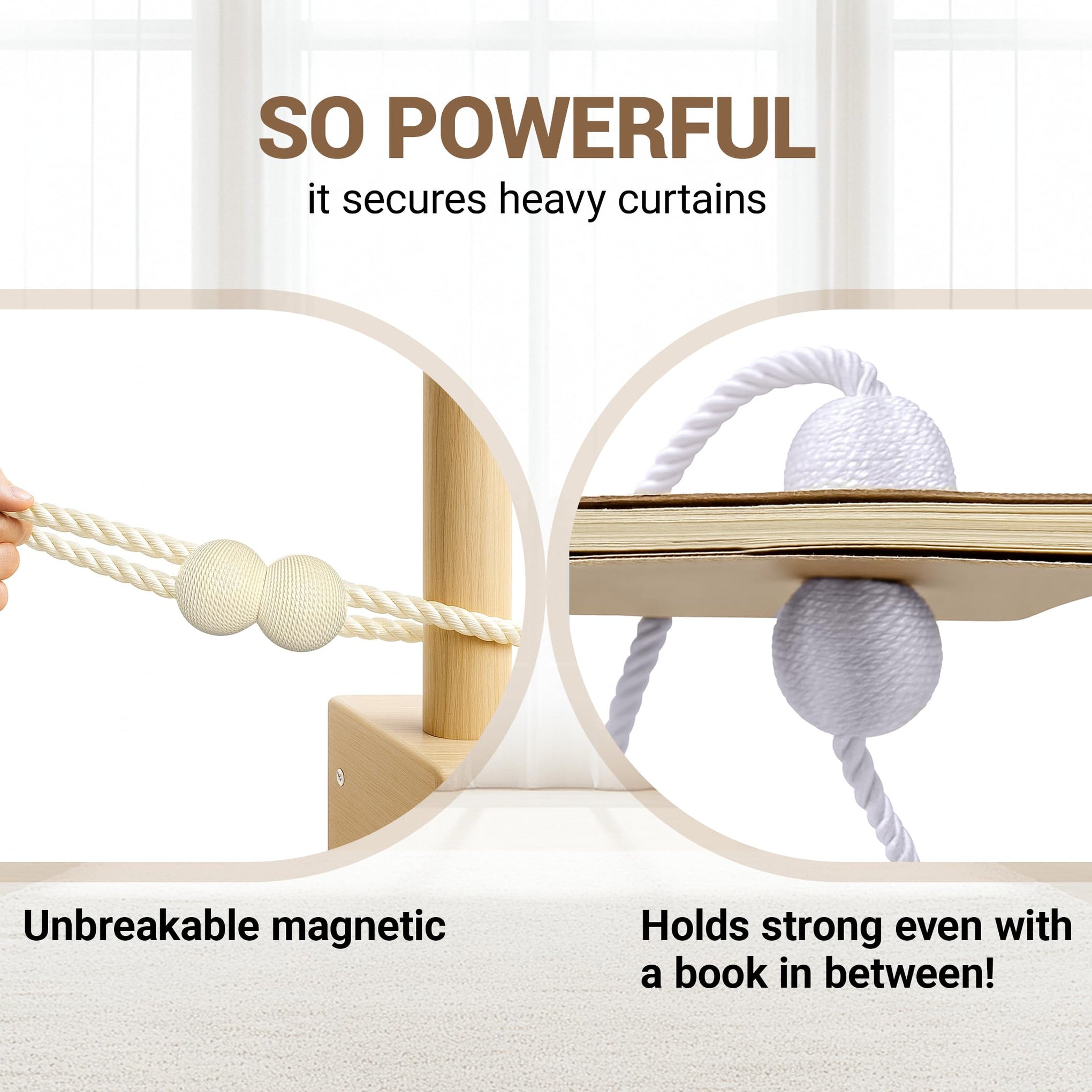 Magnetic Curtain Tiebacks Beige 6pcs (6 Count)