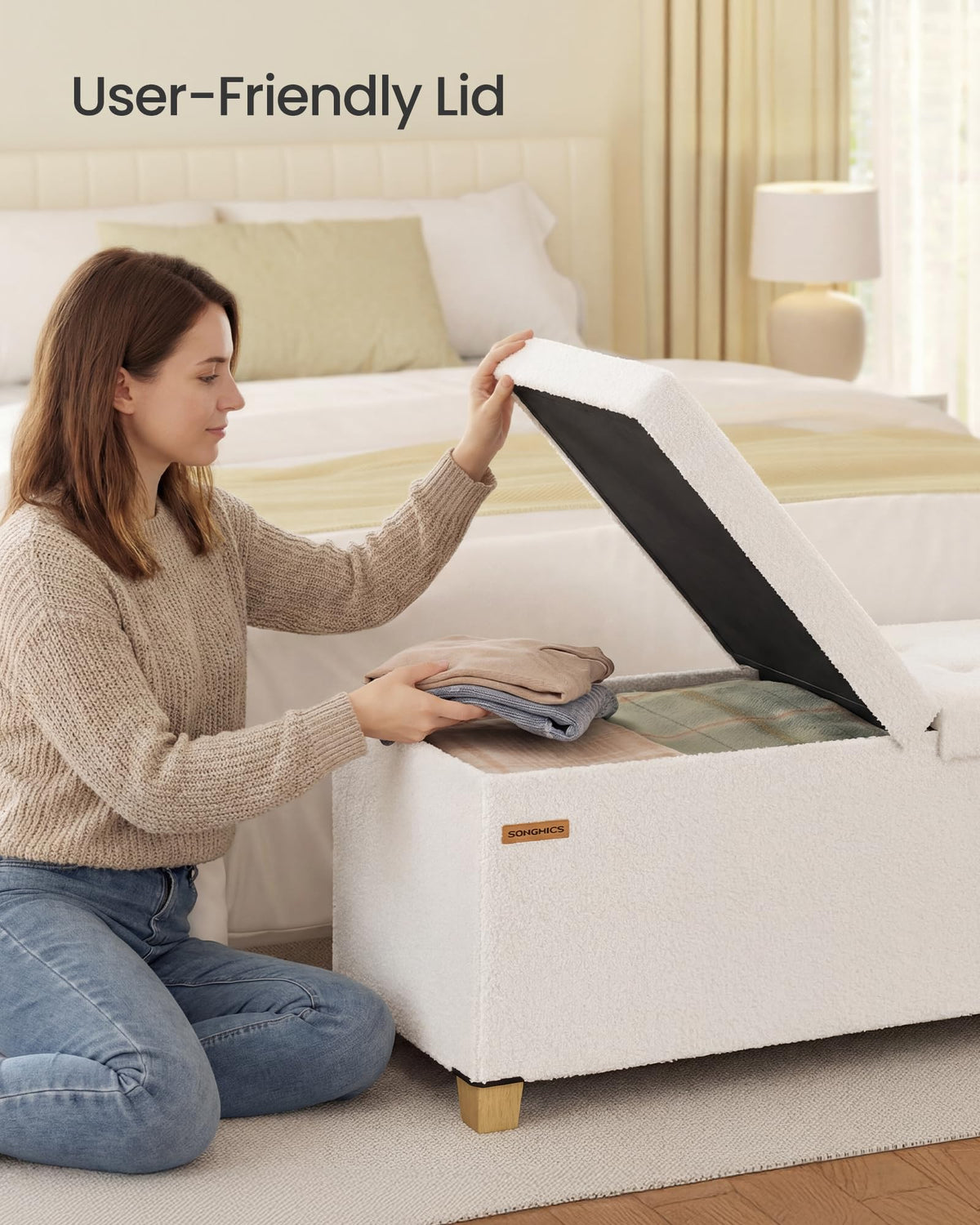 Storage Ottoman Bench with Legs