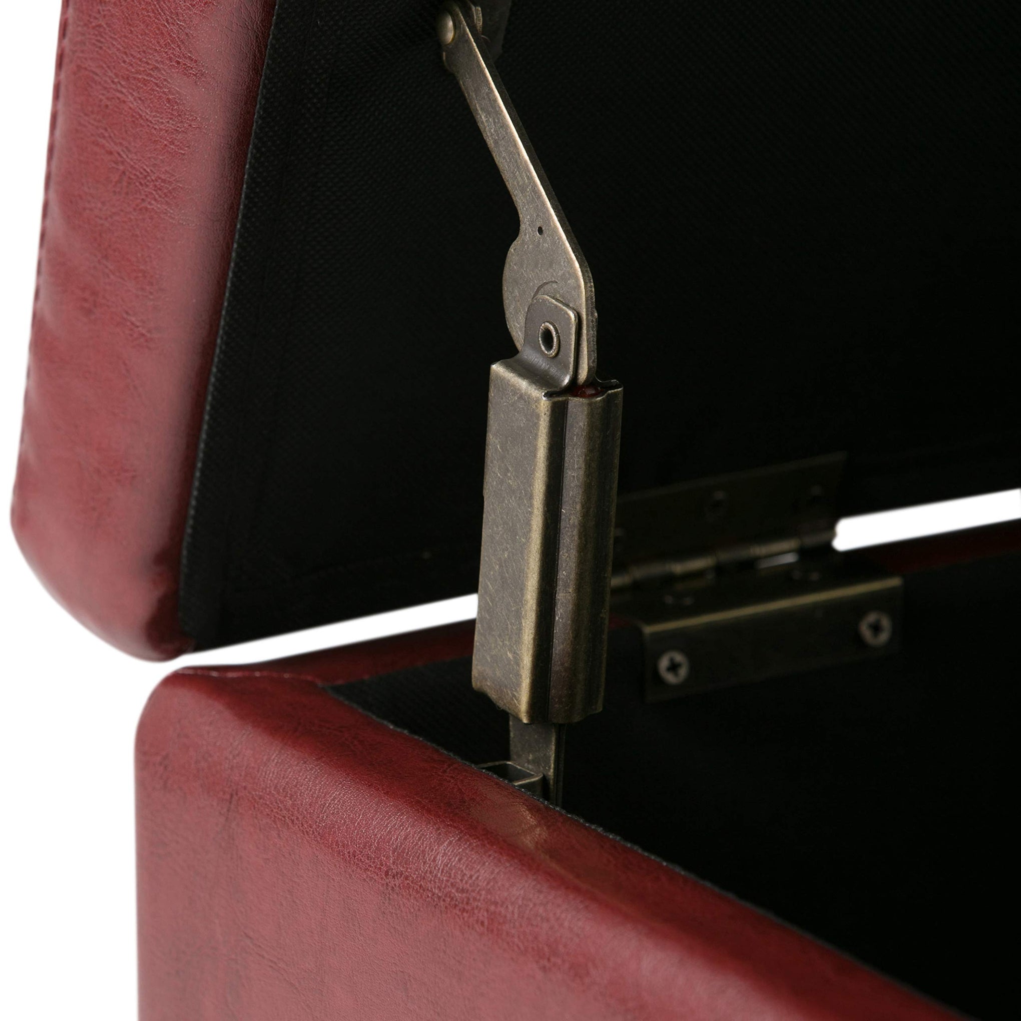 Avalon 48" Wide Vegan Leather Storage Ottoman in Red