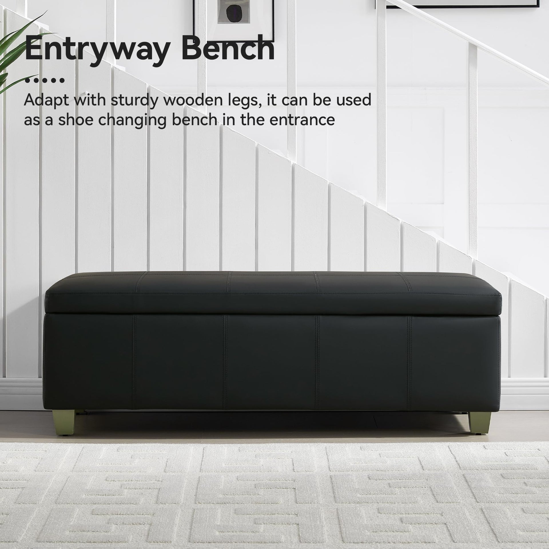 51" Faux Leather Storage Ottoman