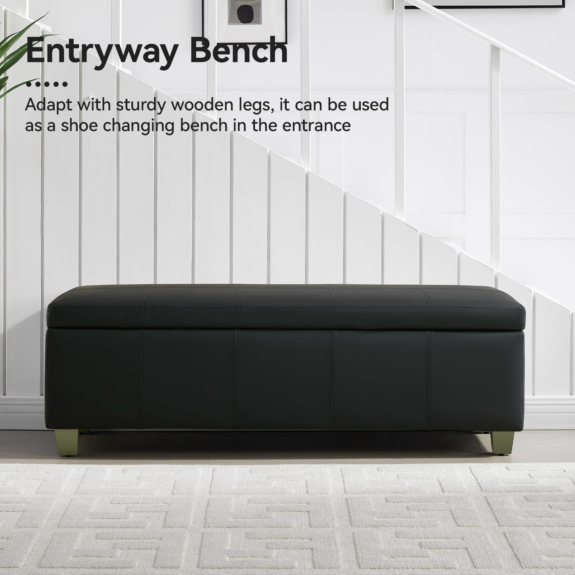 51" Faux Leather Storage Ottoman