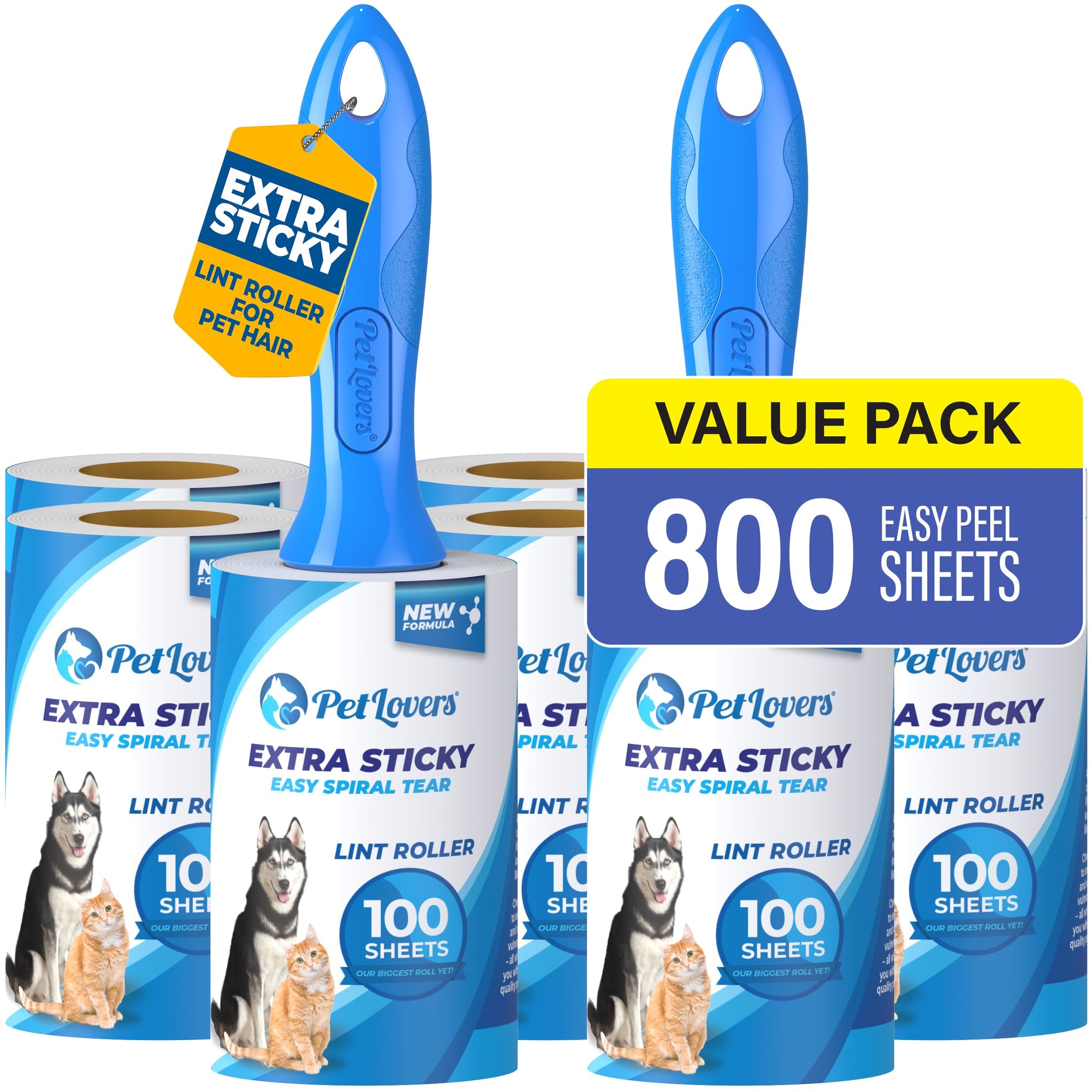 Extra Sticky Lint Roller Ultimate Value Set 800 Sheets for Pet Hair Removal