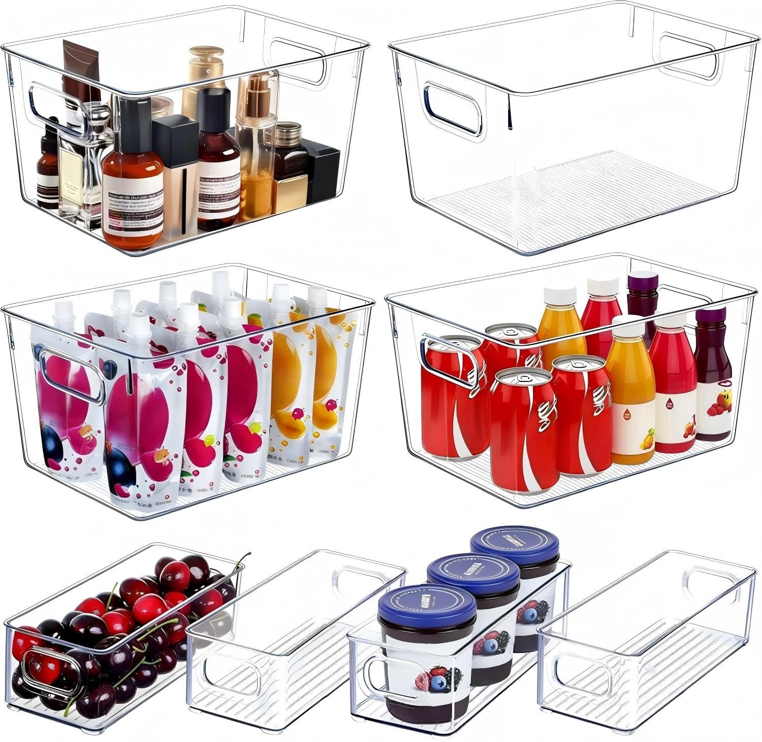 Set of 8 Clear Plastic Storage Bins (8 Count)