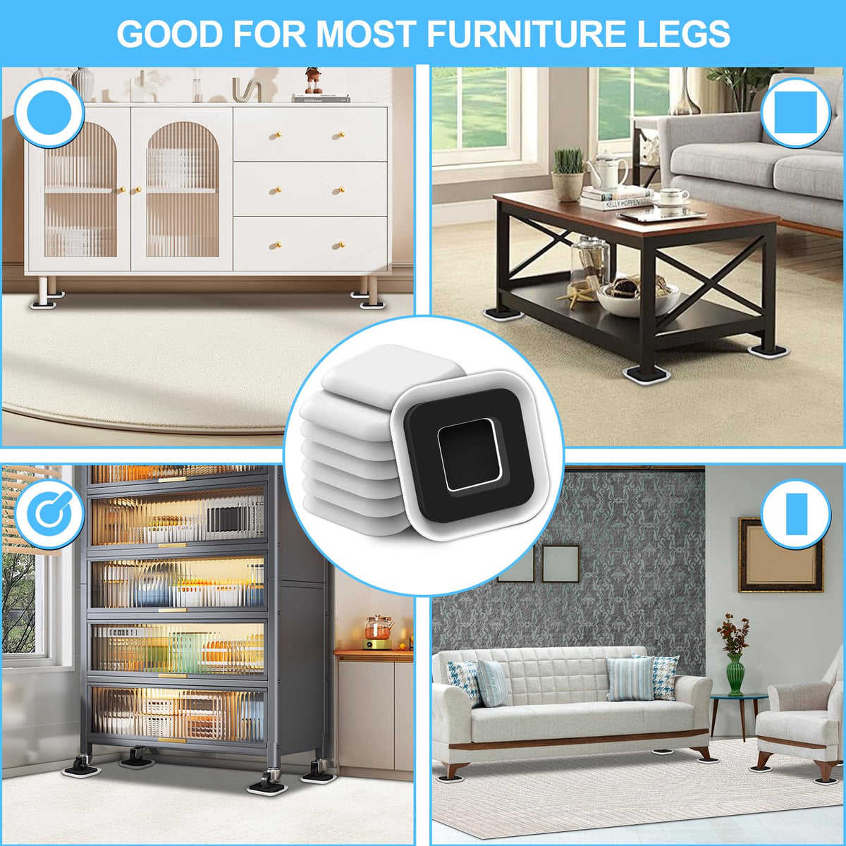 Upgrade Furniture Sliders with Groove (8 Count)