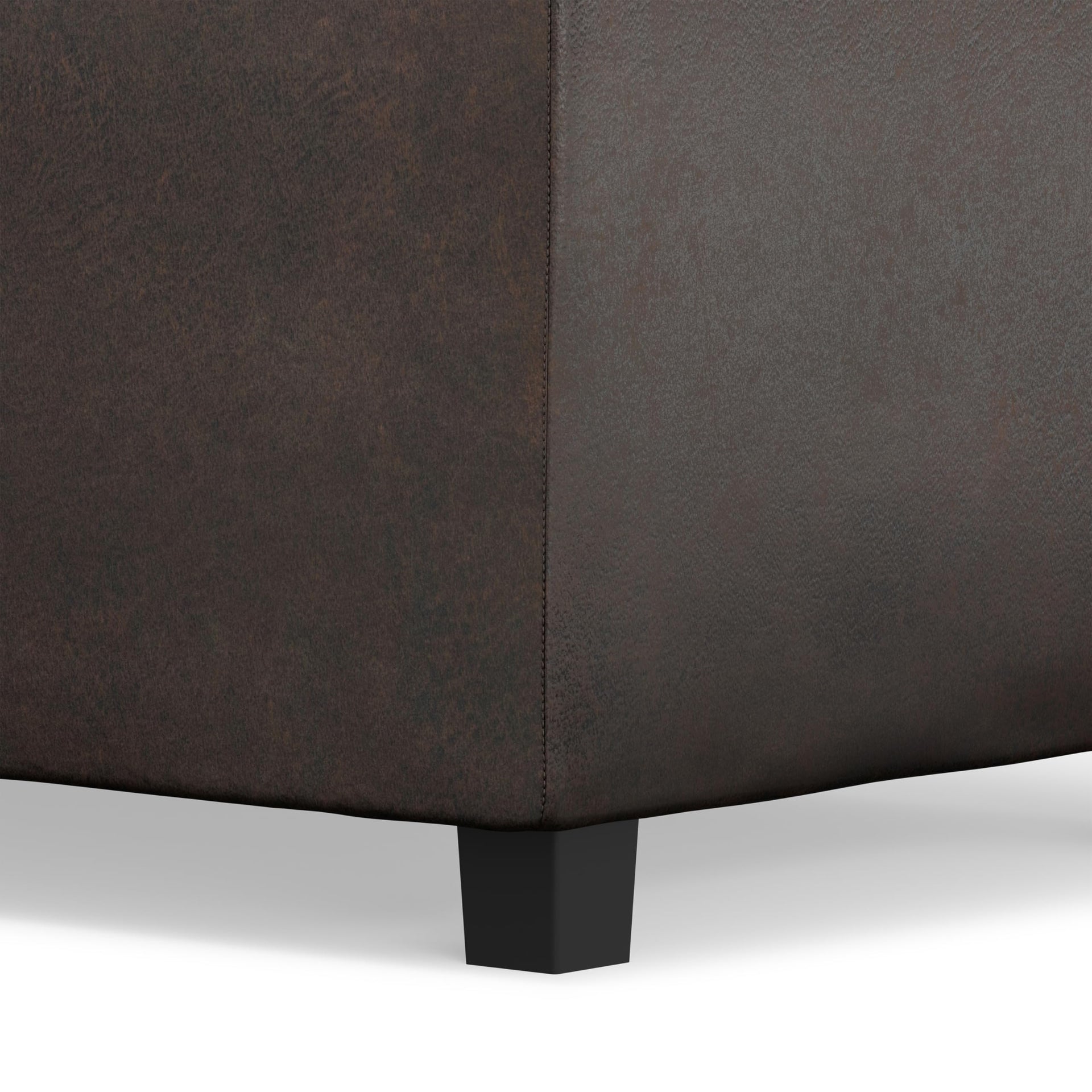 Avalon 42" Wide Vegan Leather Storage Ottoman in Brown