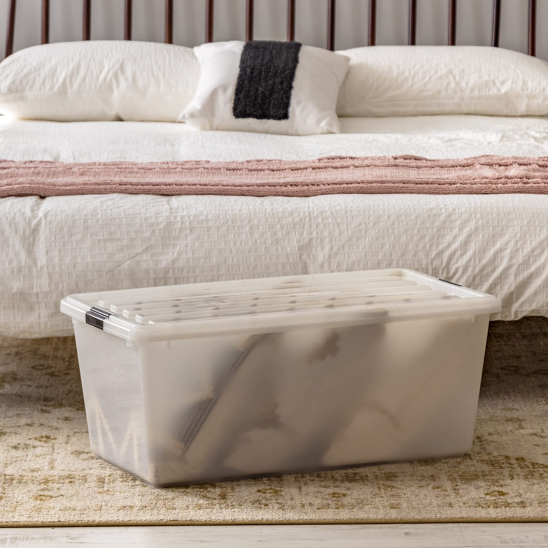 4 Pack 91 Qt Stackable Storage Bins with Lids (4 Count)