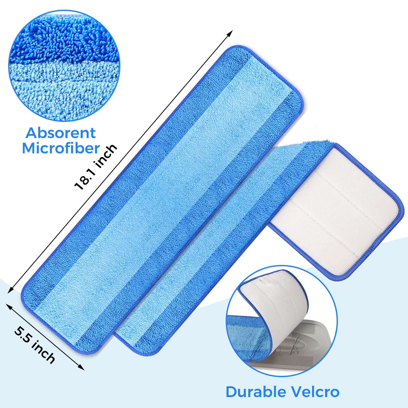 20 Pack 18 Inch Microfiber Mop Pads Compatible with Bona (3 Count)
