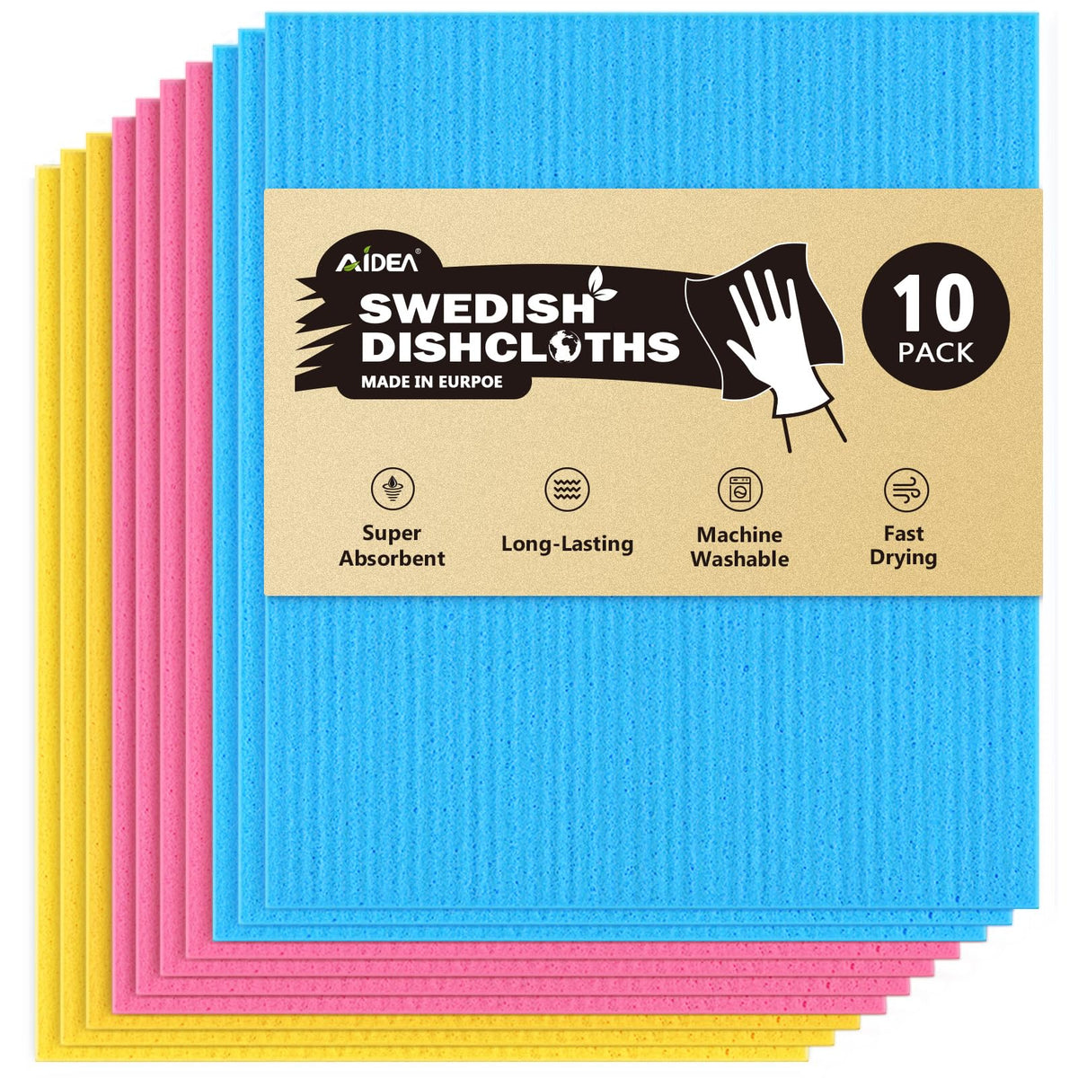 Swedish Dishcloths for Kitchen 10PK (10 Count)
