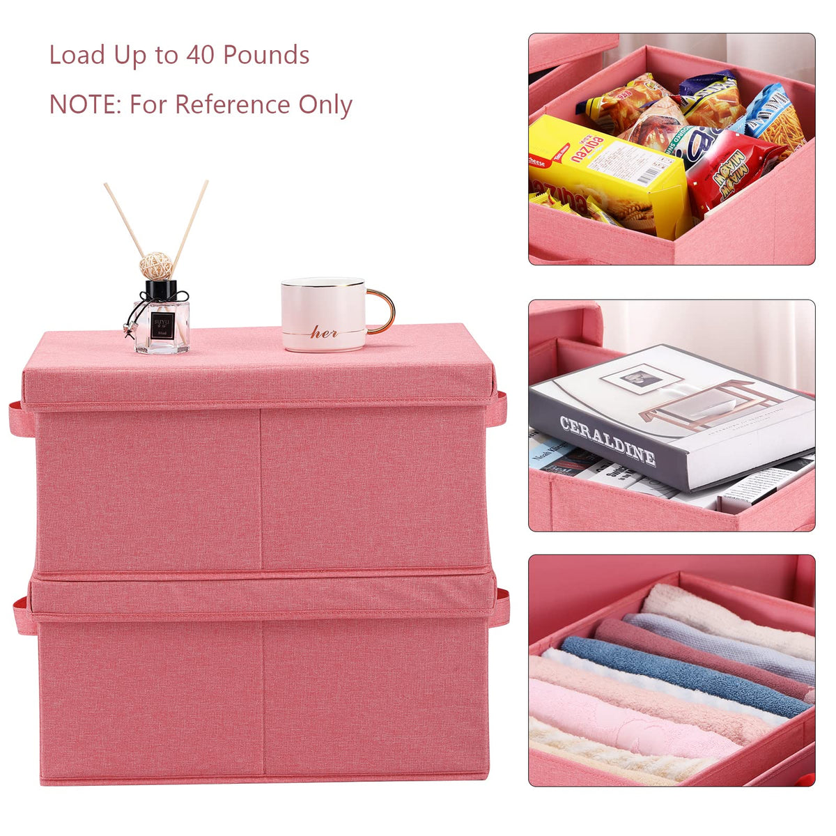 Linen Foldable Storage Bins with Lids (2 Count)