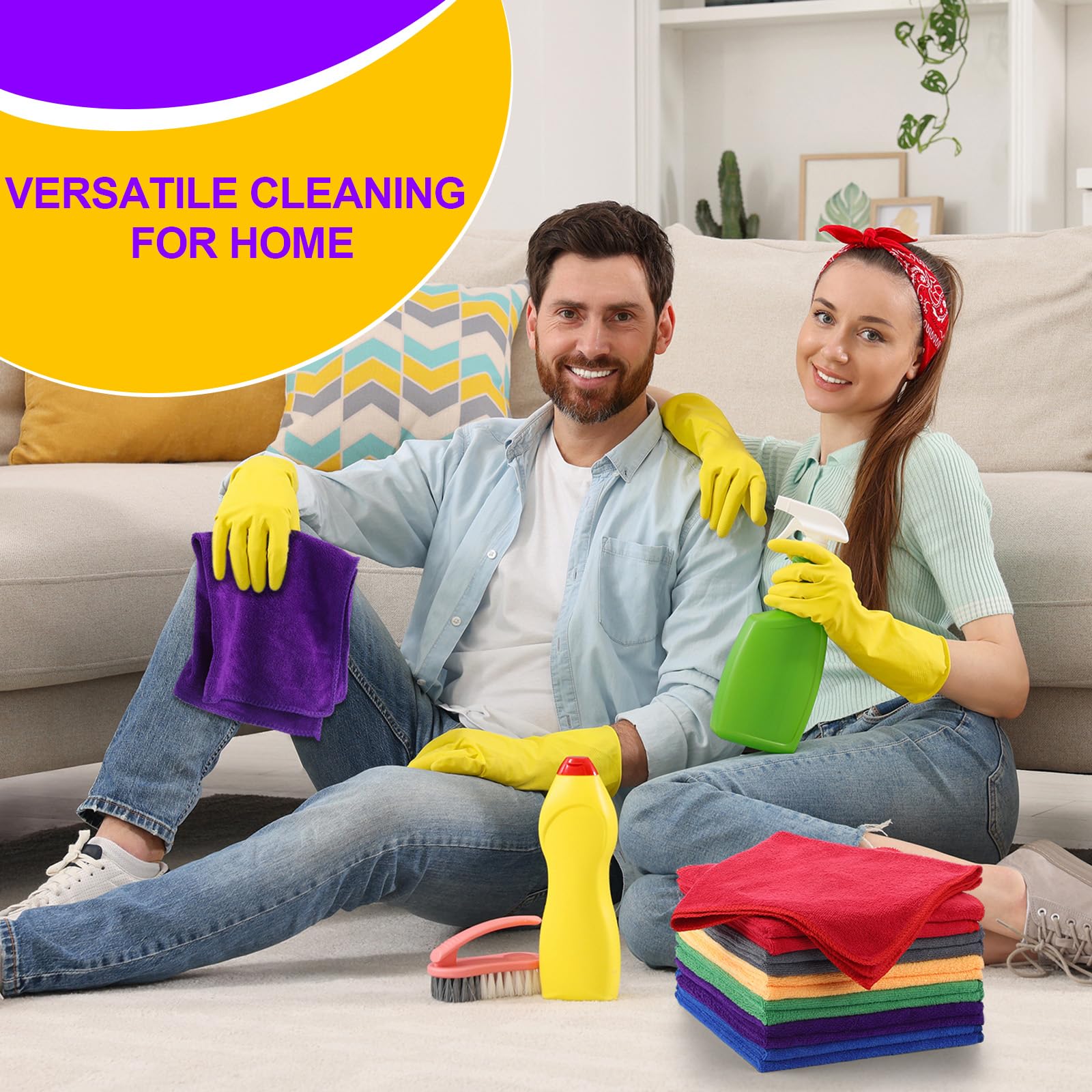 60 Pcs Microfiber Cleaning Cloths for Cars 16 x 16 Inch Ultra Absorbent Car Towels Drying Reusable Cleaning Supplies House Kitchen Window Microfiber Towel (60 Count)