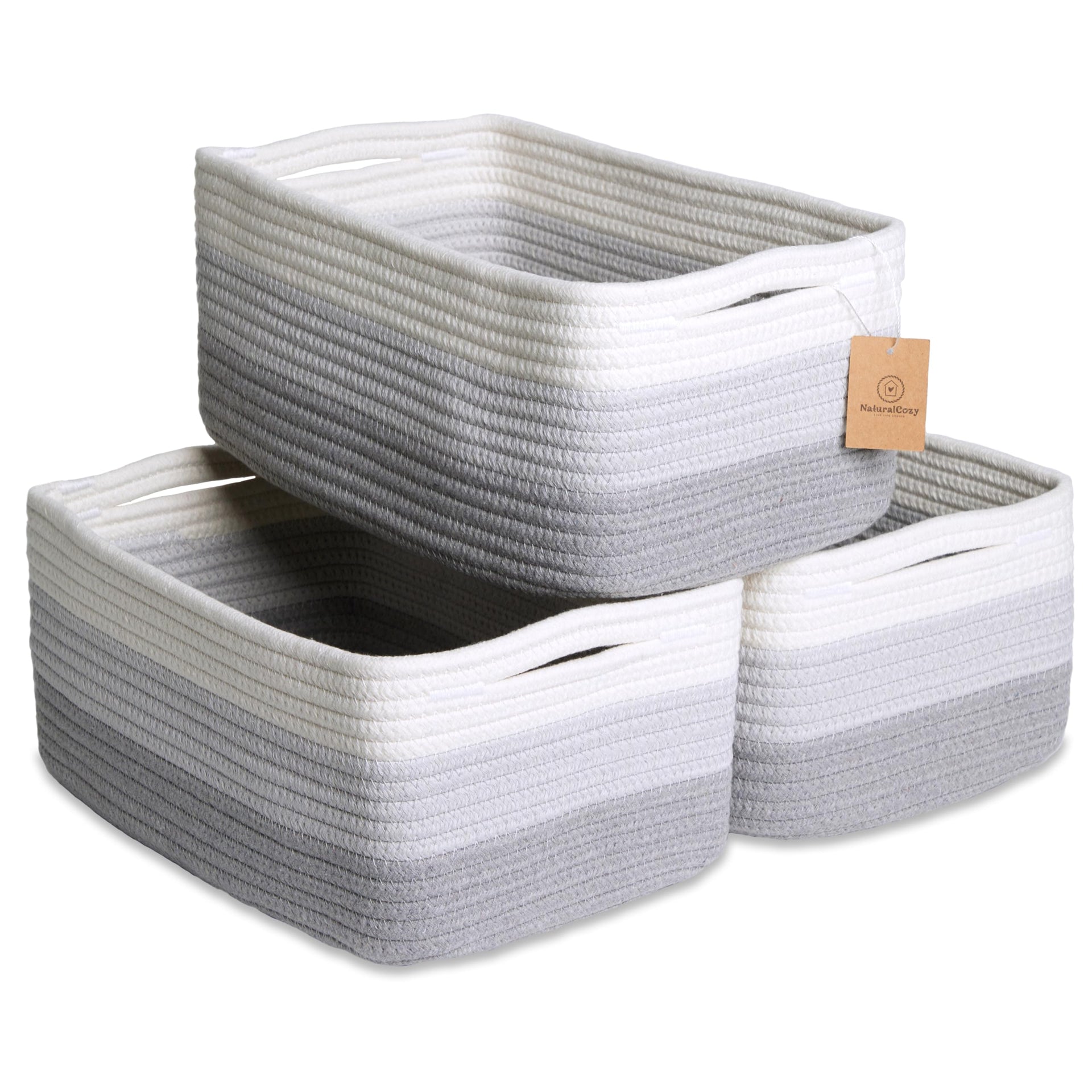 13.5”x8.5”x5.5” Rectangle Storage Baskets for Shelves 3 Pack (3 Count)