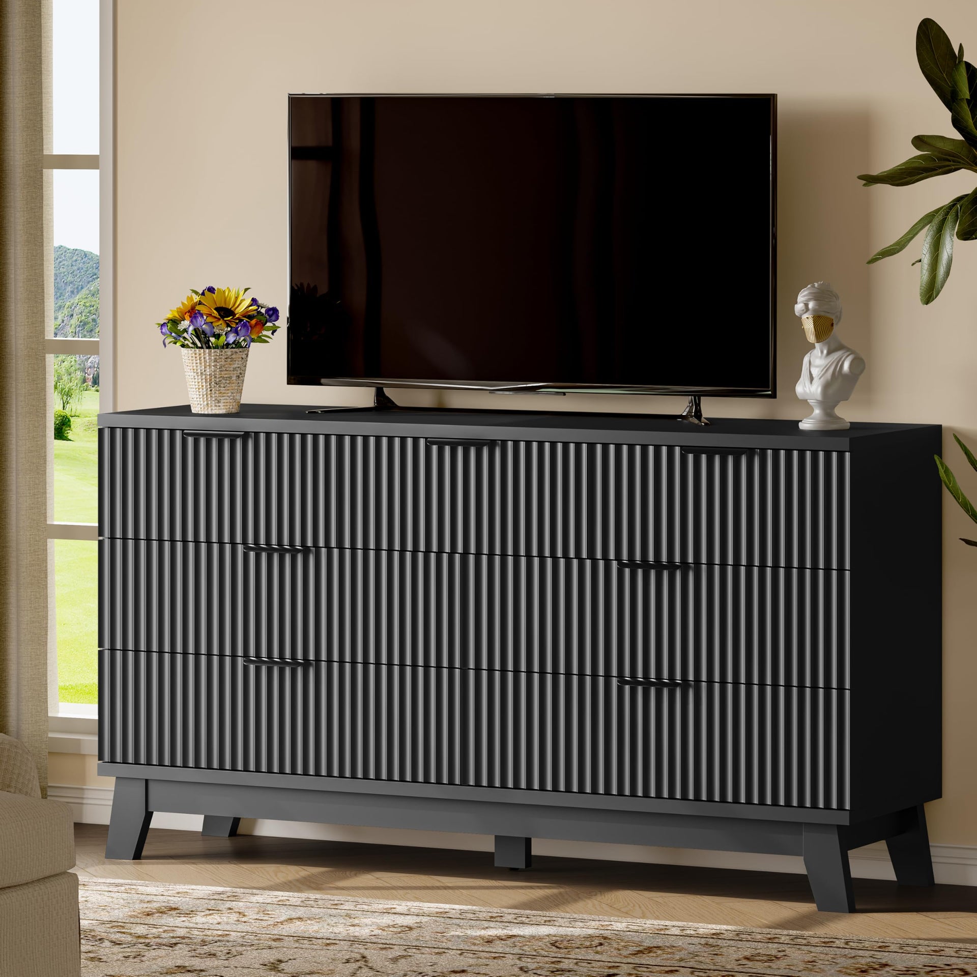 Fluted Dresser with 7 Drawers
