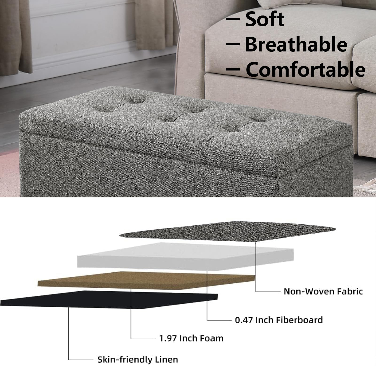 Storage Ottoman Bench with 2.56