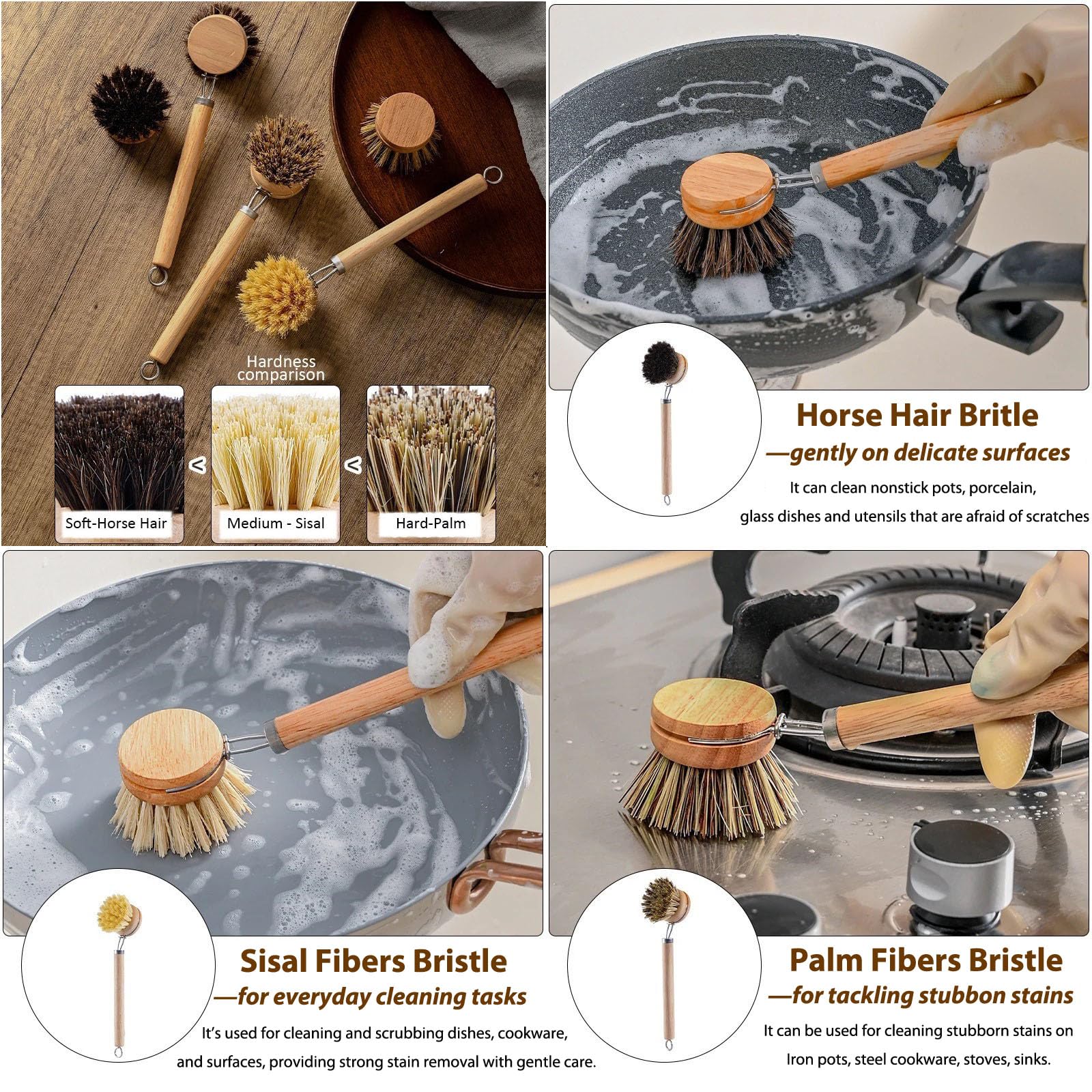 Bamboo Dish Brush with Handle