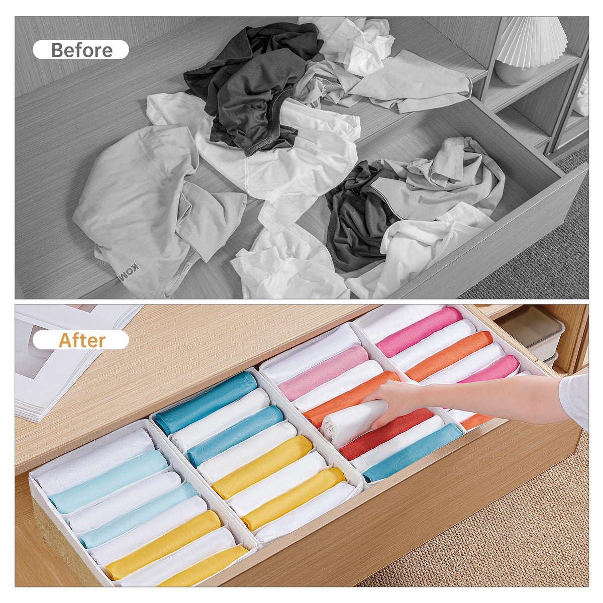 4 Packs T shirt Drawer Organizers for Clothing (4 Count)