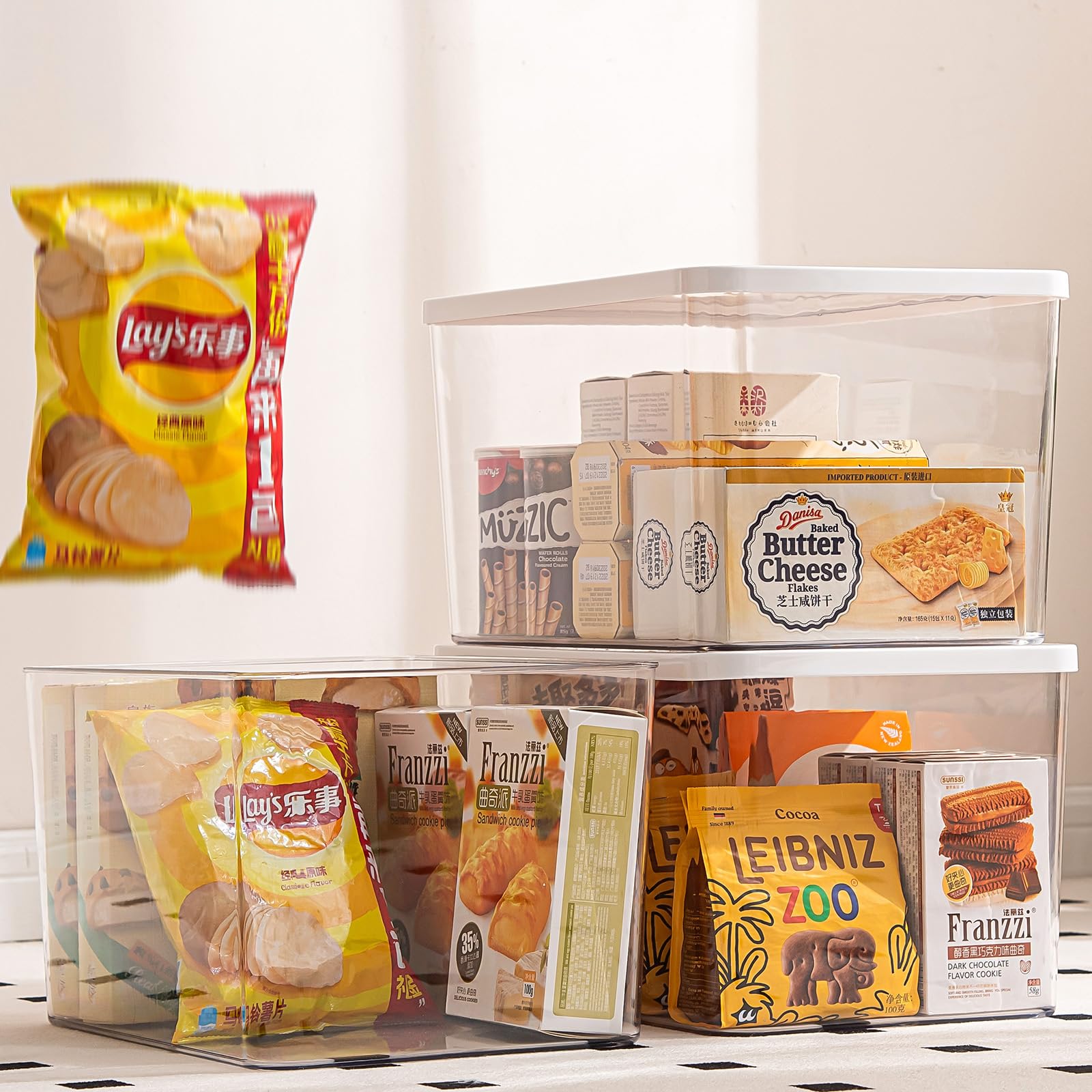 Clear plastic storage bins with LIDS (4 Count)