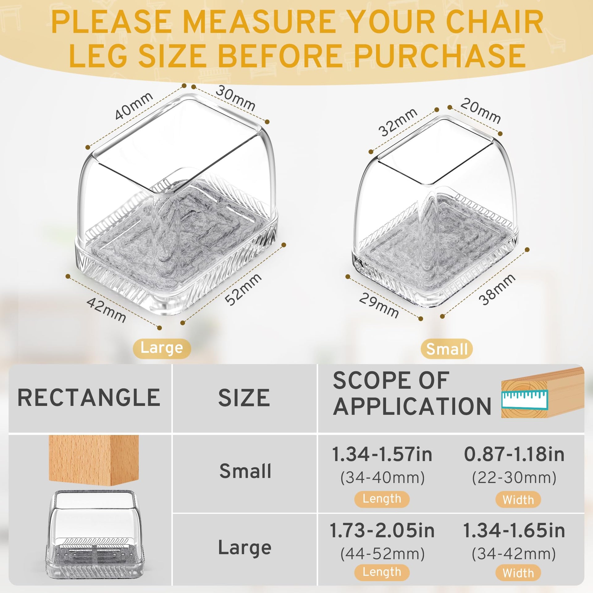 24PCS Rectangular Chair Leg Floor Protectors (24 Count)