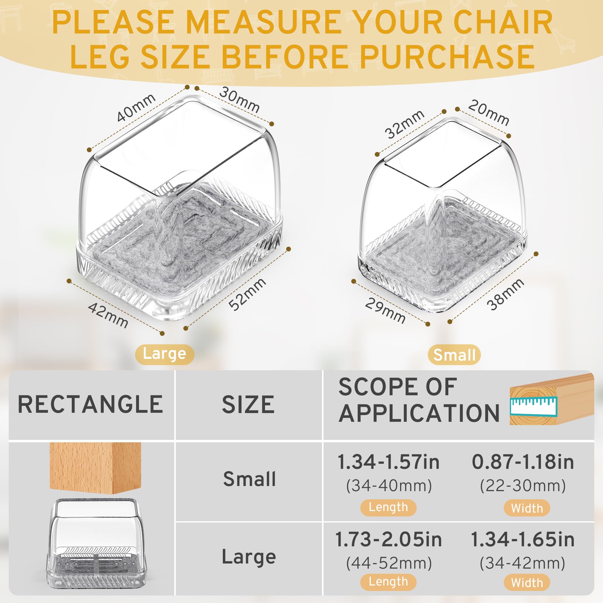 24PCS Rectangular Chair Leg Floor Protectors (24 Count)
