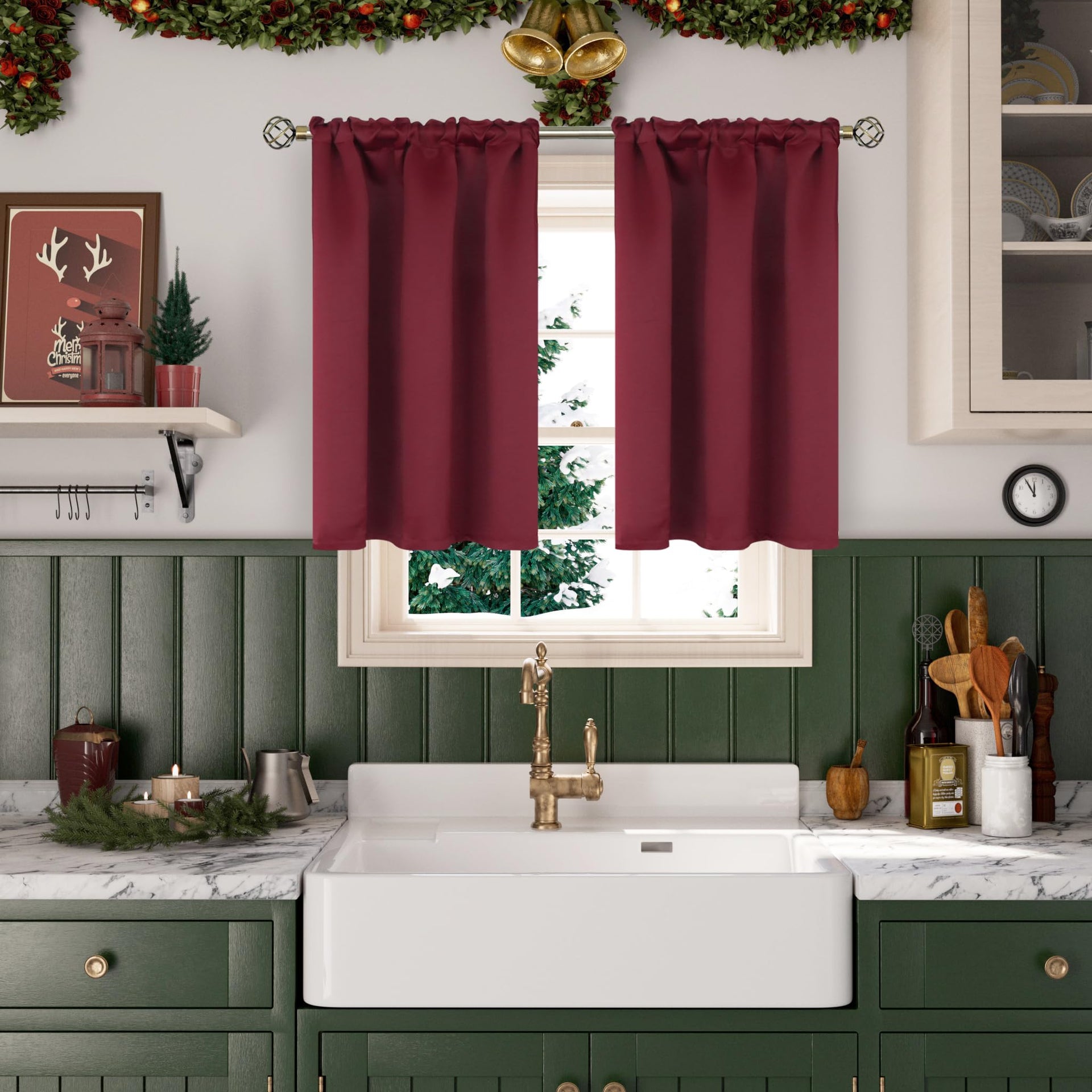 Burgundy Blackout Curtains 36 Inches Long (2 Count)