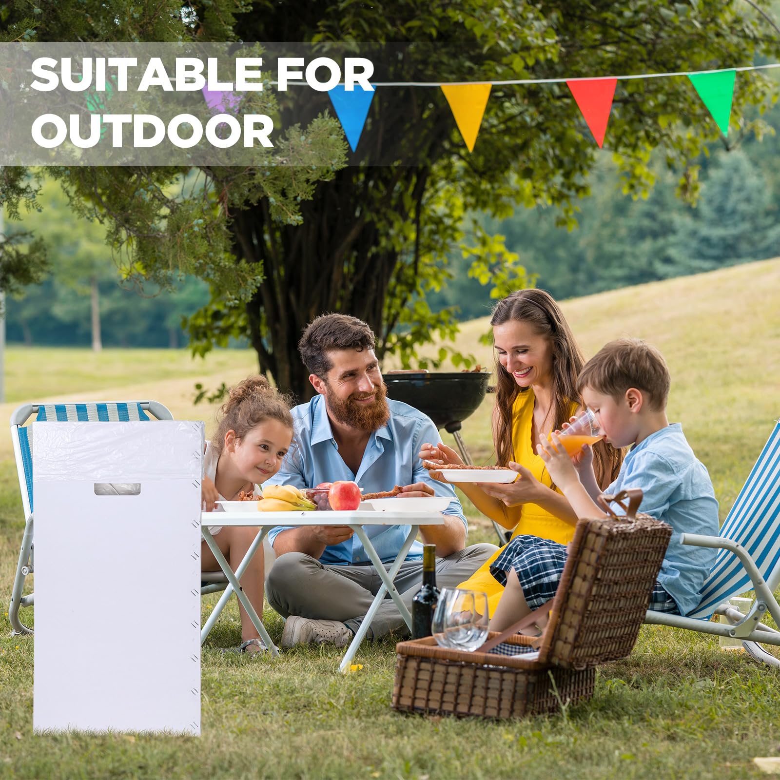 5 Pcs Cardboard Trash Cans Disposable and Reusable Corrugated Cardboard Trash Cans Recycling Bins Bulk with 10 Garbage Bags White Garbage Boxes for Parties Events (5 Count)