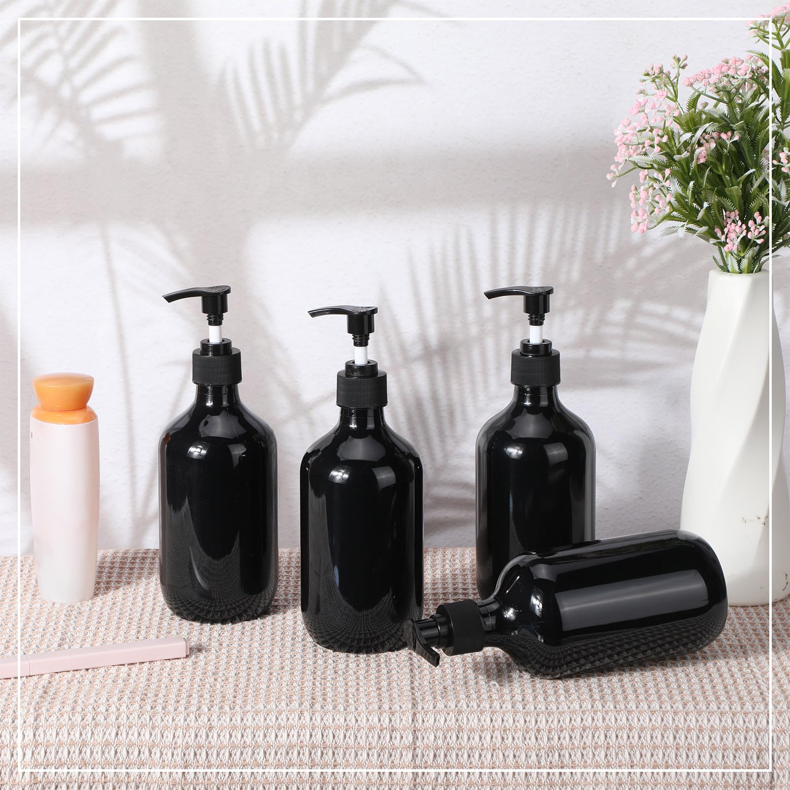 12 Pack Black Plastic Pump Bottles Soap Dispenser (12 Count)