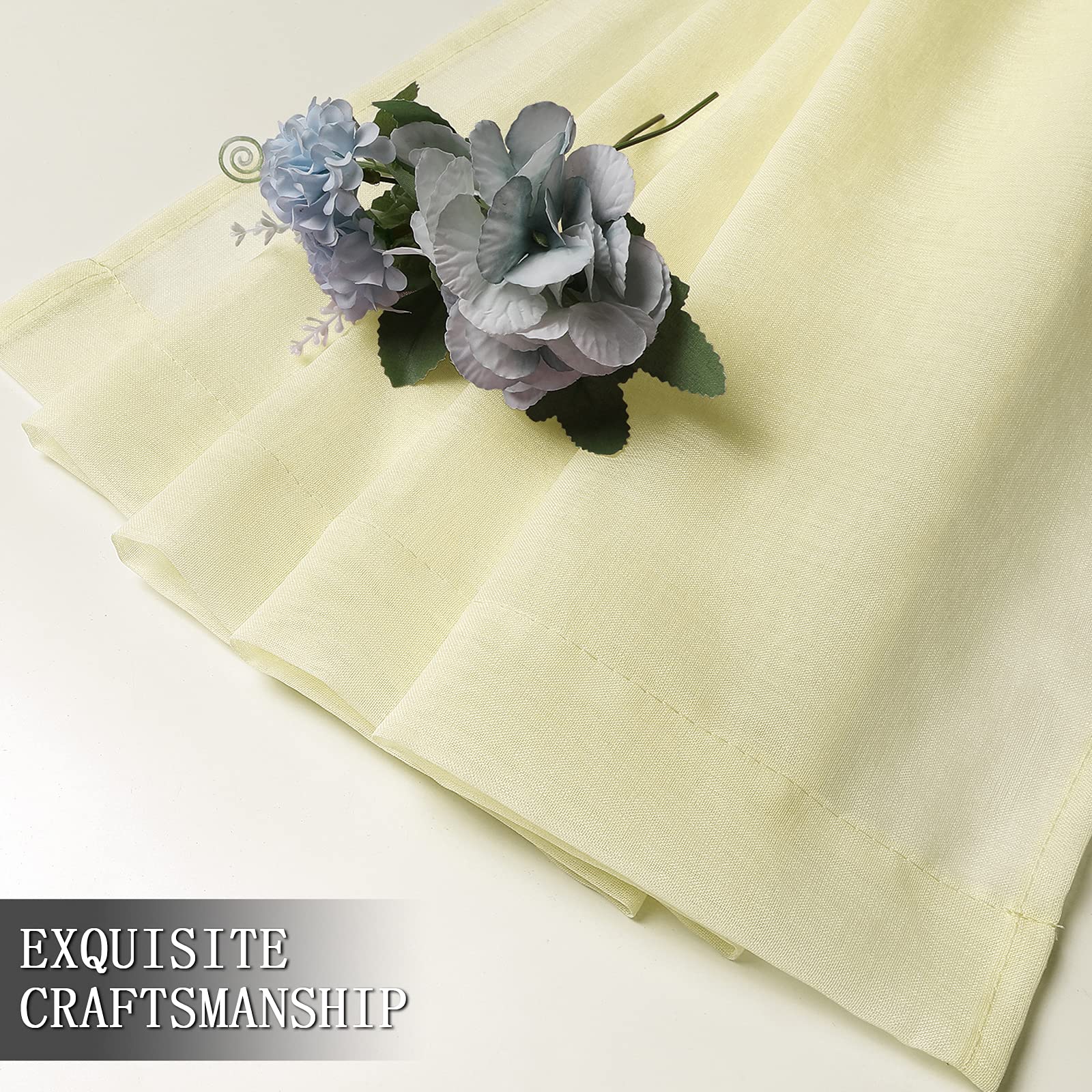Sheer Curtains Living Room Linen Textured Curtain Sheers Light Filtering Voile Rod Pocket Curtains for Bedroom (2 Count)